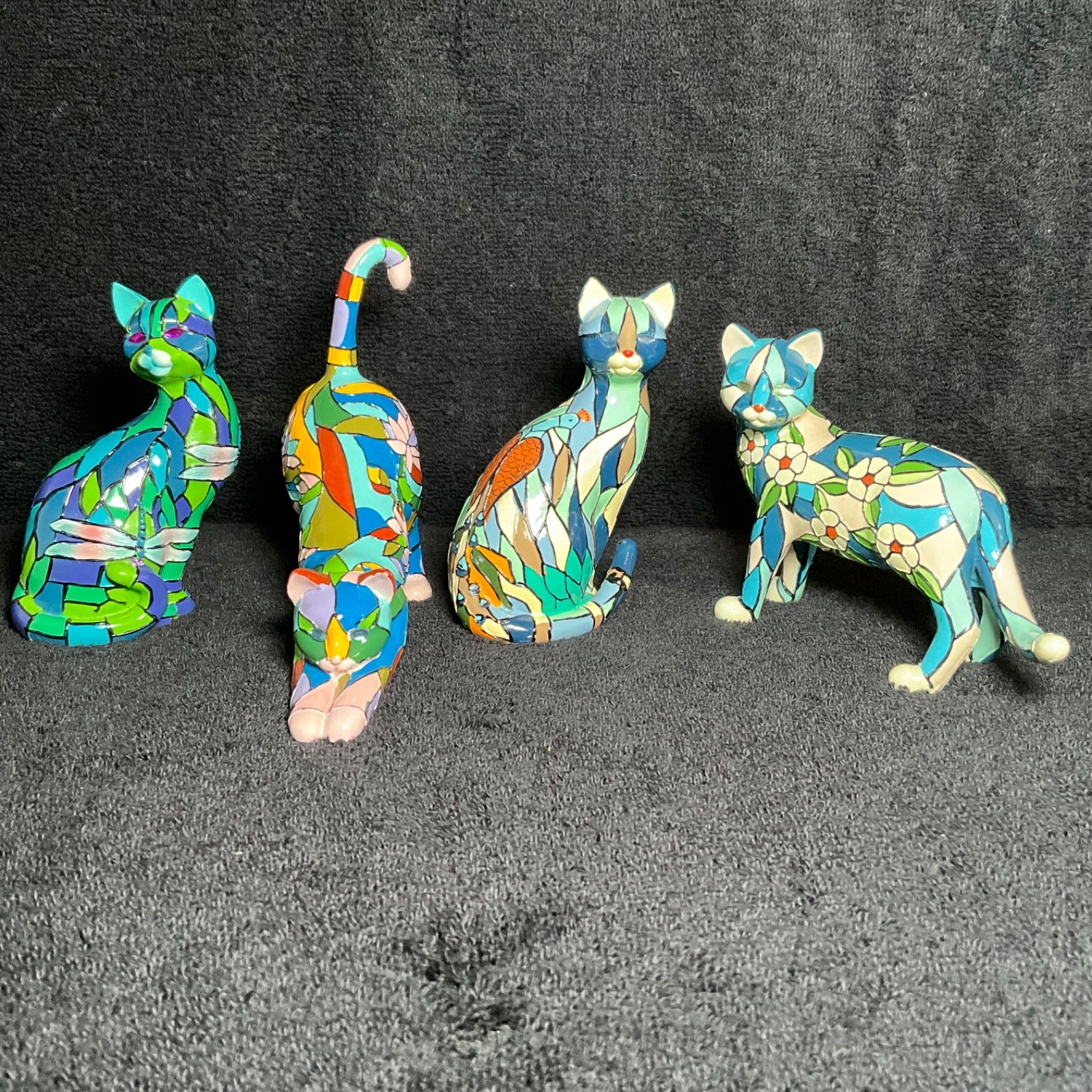 Set of 4-Purr-fect Reflections of Tiffany Collection Hamilton Cat Figurines