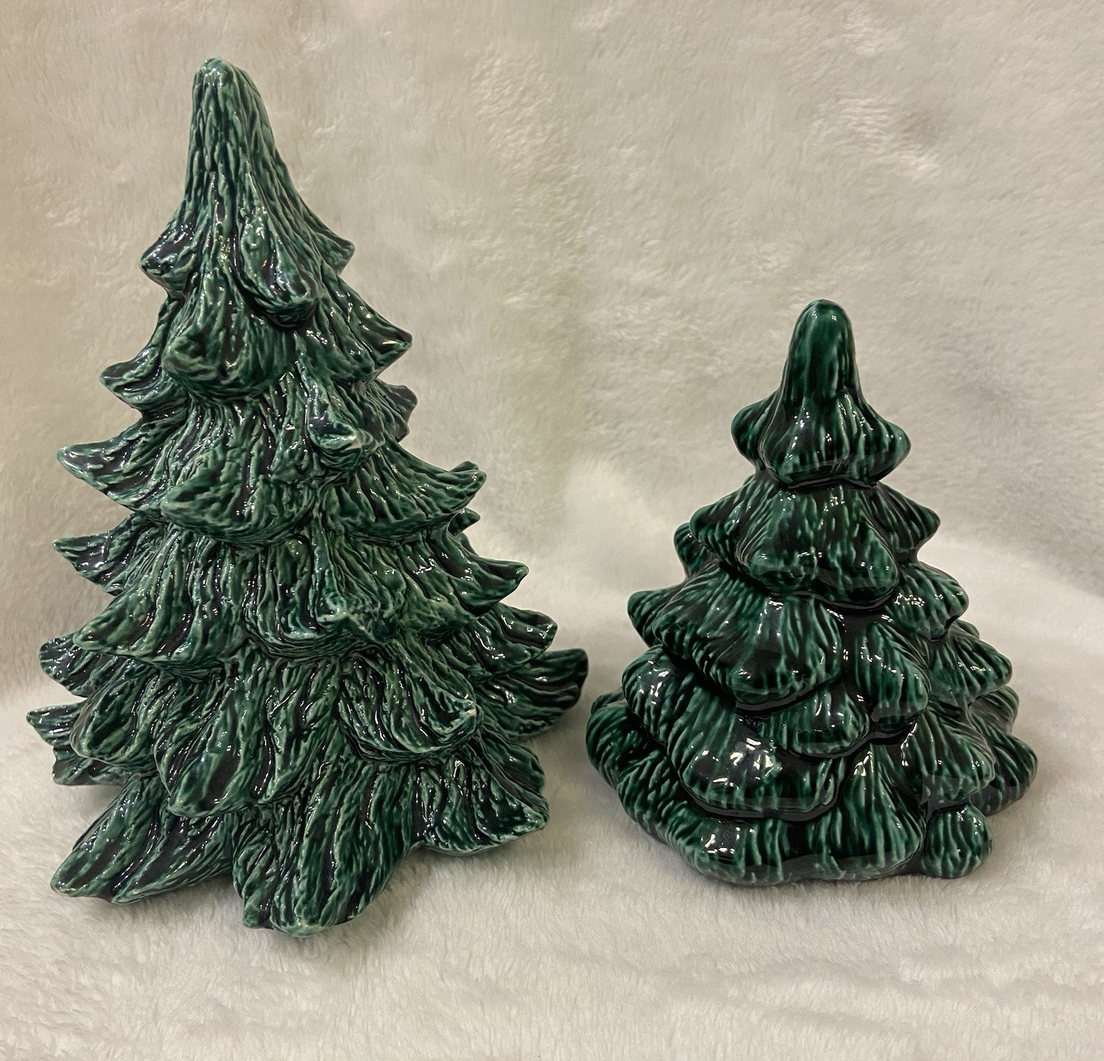 Vtg 1984 Ceramic Christmas Tree Pair 7\ Vtg 1984 Ceramic Christmas Tree Pair 7\