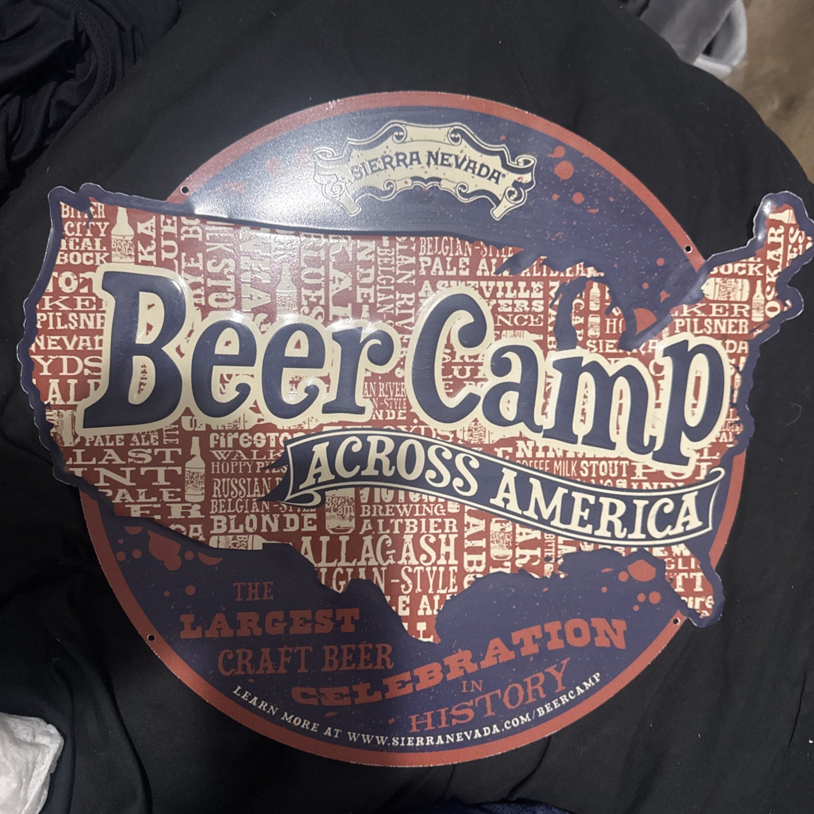 Sierra Nevada Beer Camp Across America rare metal tin tacker craft 16x13 sign 