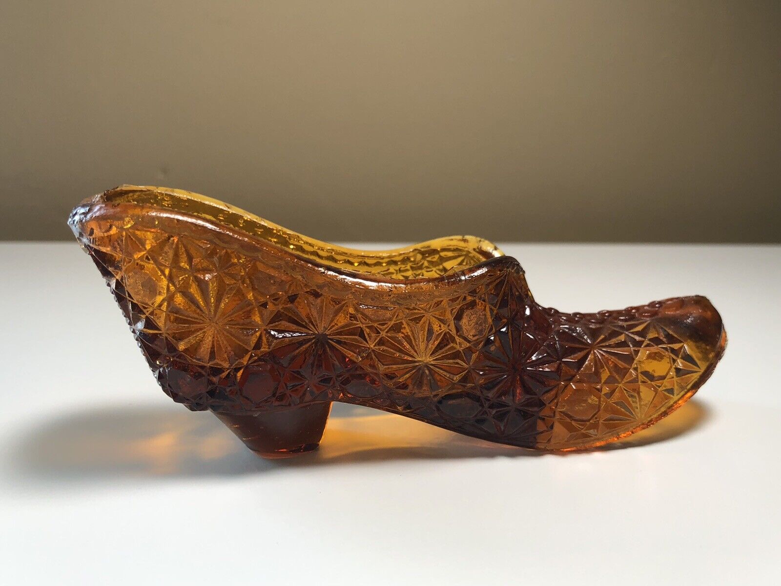 Fenton Brown Glass Slippers, Shoes Daisy & Button Design