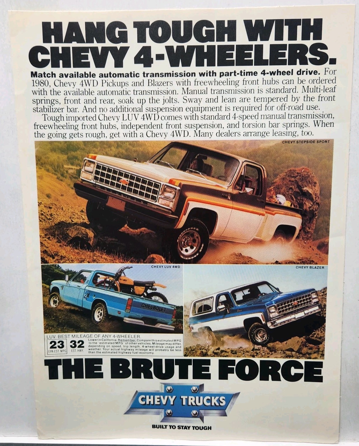 1979 Chevrolet Chevy Pickup Truck Blazer Luv 4x4 Original Print Ad 70s
