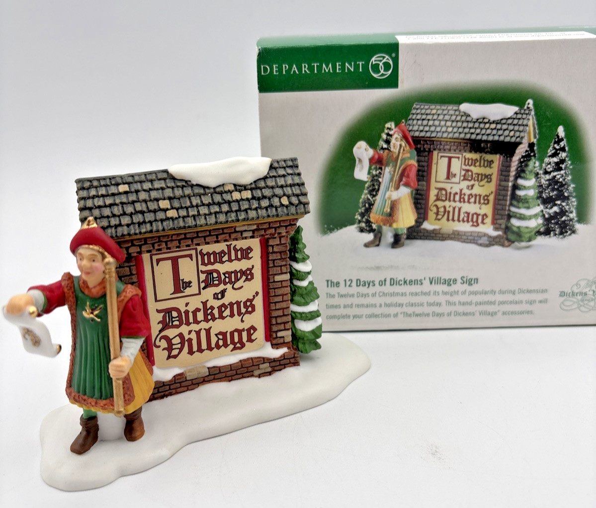 Dept 56 12 Days of Dickens Village Sign Christmas 58467 Original Box