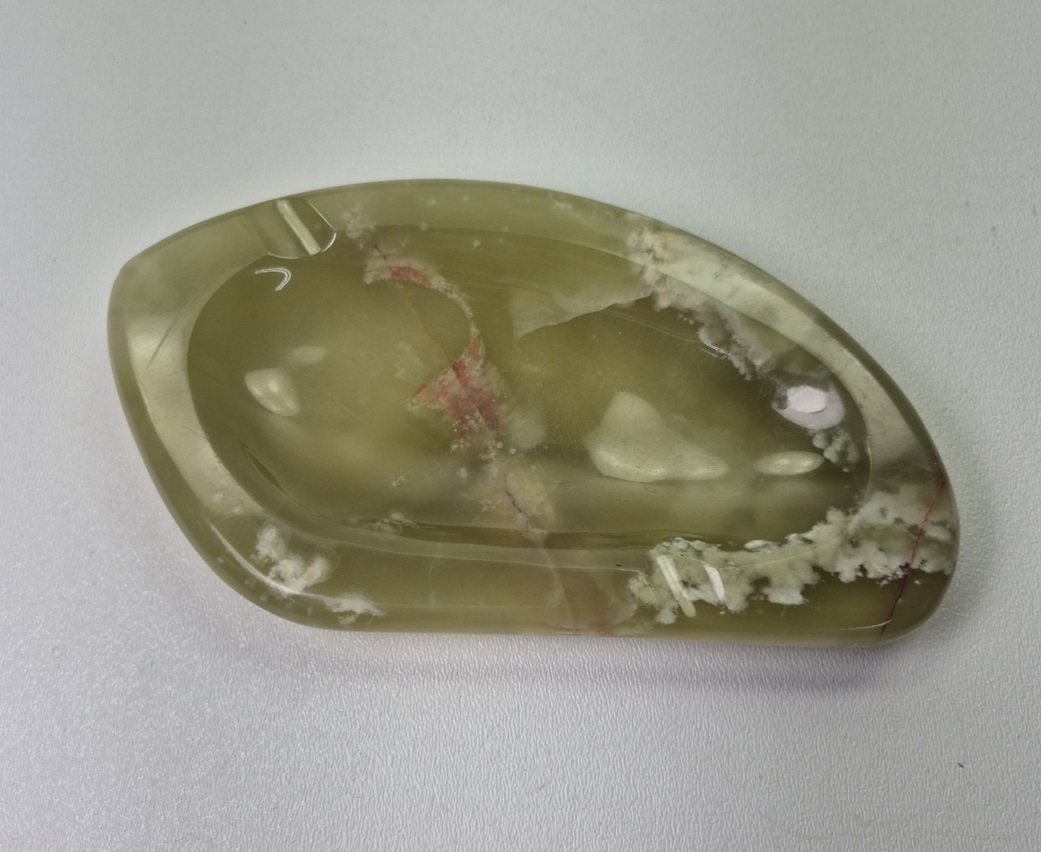 Vtg Bronzonyx Geneve Green Onyx Stone Ashtray 7\
