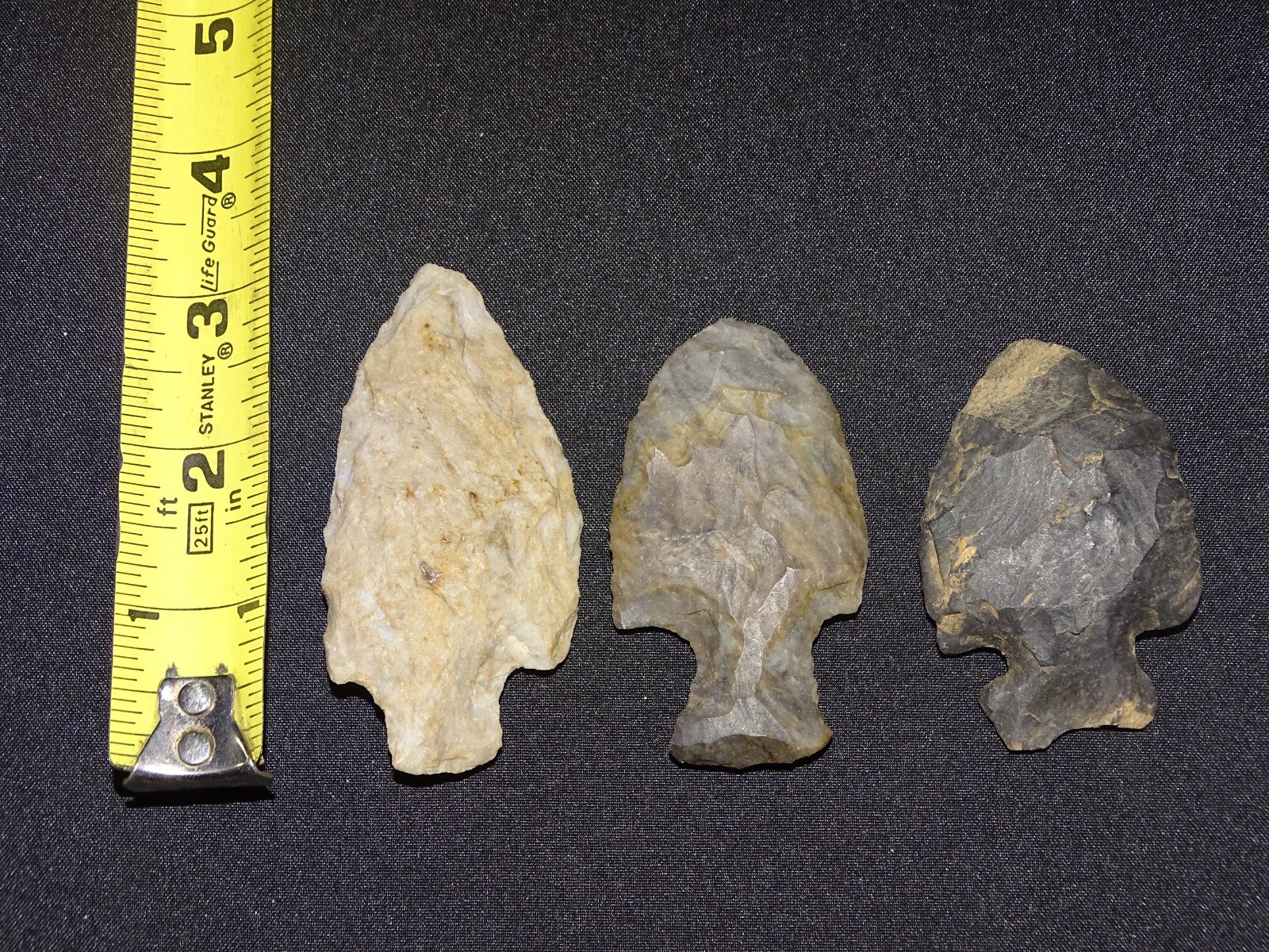 Three authentic flint artifacts Ohio arrowheads Adena & Hopewell good size