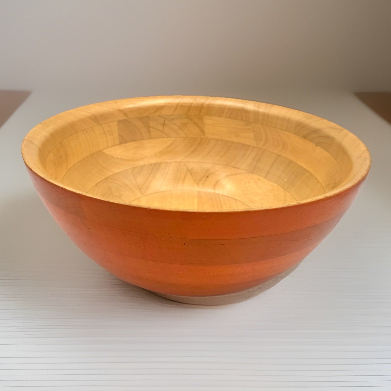 Vintage TUTTO CASA Laminated Wood Serving Bowl – 12” Hand‑Turned