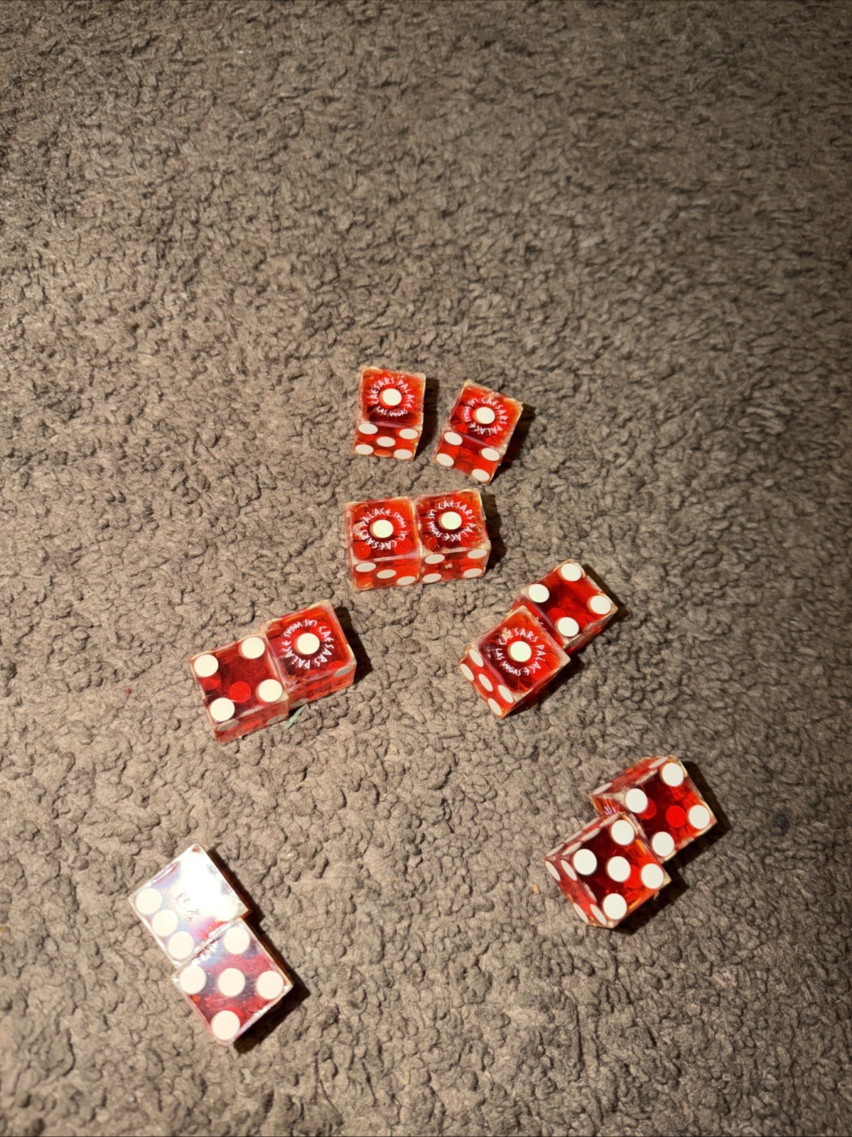 Lot of 12 Vintage Caesars Palace Las Vegas Cancelled Casino Craps Table Dice Red Lot of 12 Vintage Caesars Palace Las Vegas Cancelled Casino Craps Table Dice Red