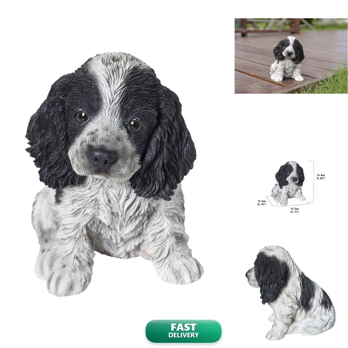 HI-LINE Black & White Cocker Spaniel Statue 87771-15 HI-LINE Black & White Cocker Spaniel Statue 87771-15