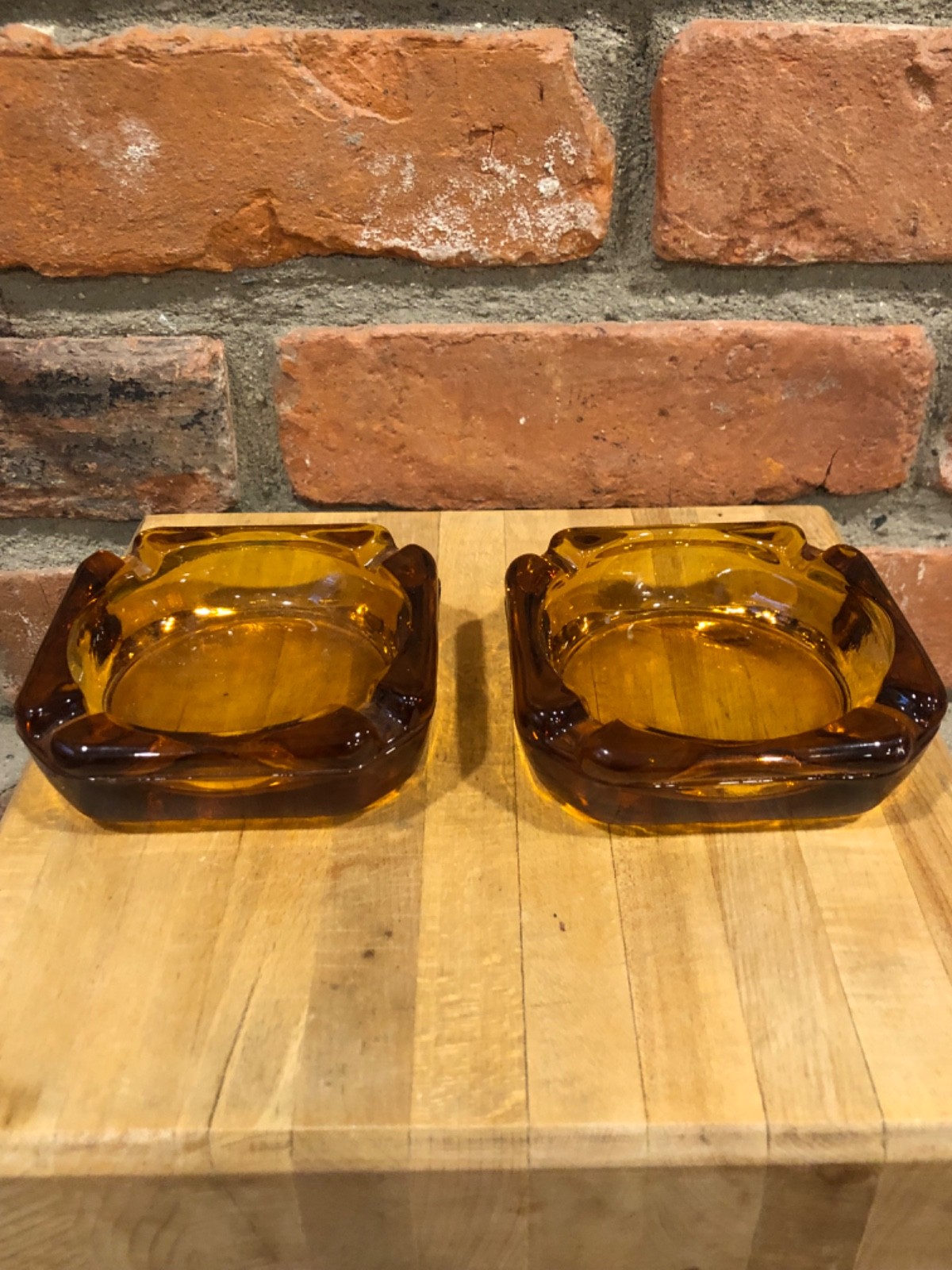 Vintage MCM Amber Glass Ashtray 3