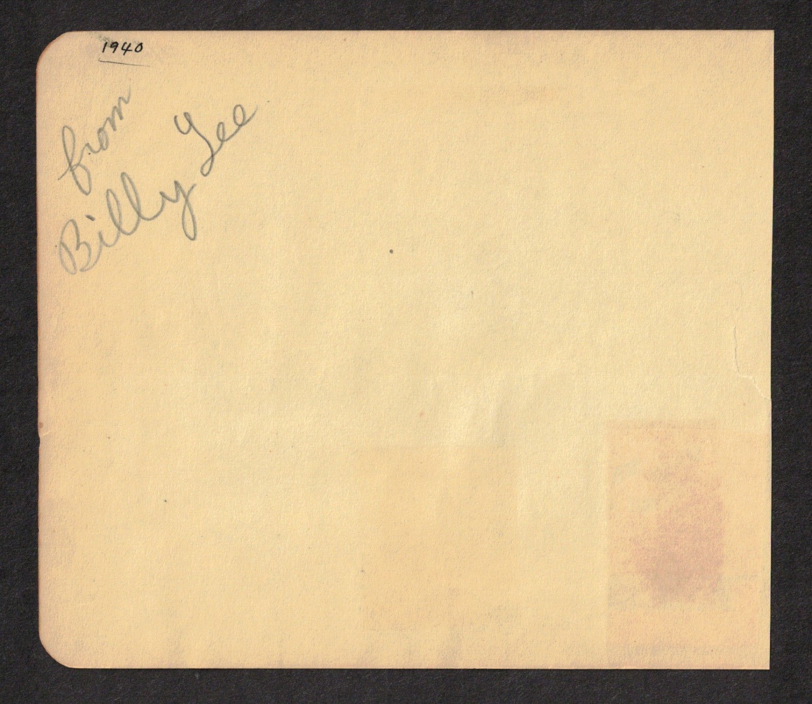 Billy Lee American Child Actor Original Signed Autograph Album Page Dated 1940