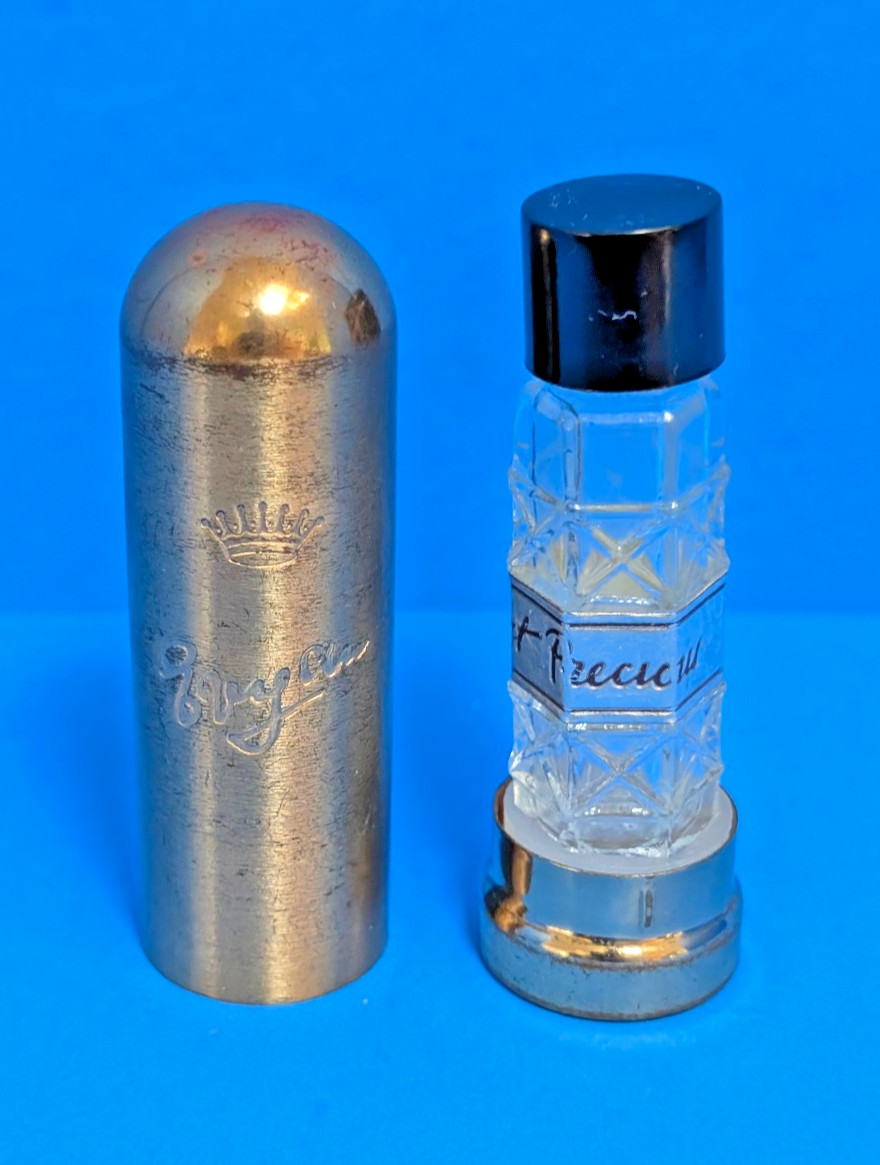 Vintage Evyan Most Precious Purse Perfume Bottle Cut Glass Gold Tone Brass Case Vintage Evyan Most Precious Purse Perfume Bottle Cut Glass Gold Tone Brass Case