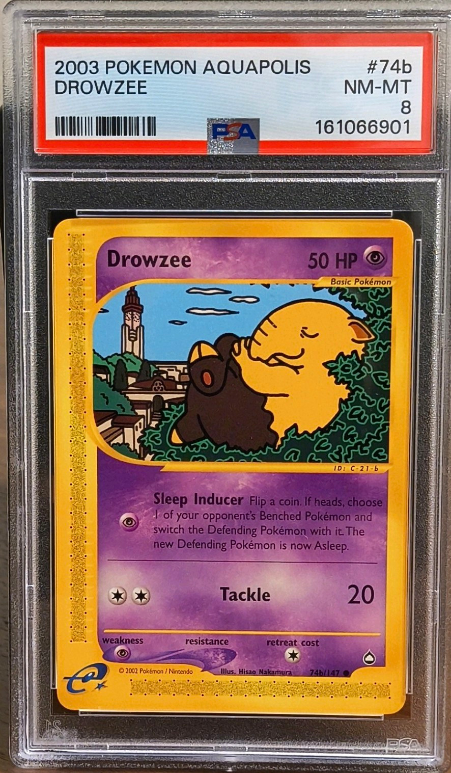Drowzee 2003 Pokémon Aquapolis 74b/147 PSA 8 Graded English Card