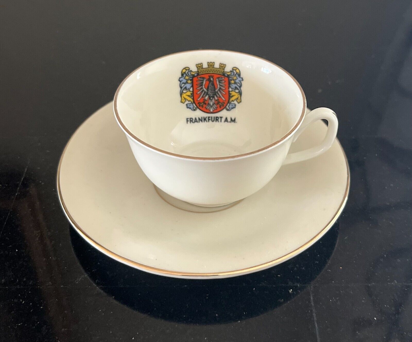 Creidlitz Bavaria Frankfurt A M Teacup and Saucer Made in Germany Coat of Arms