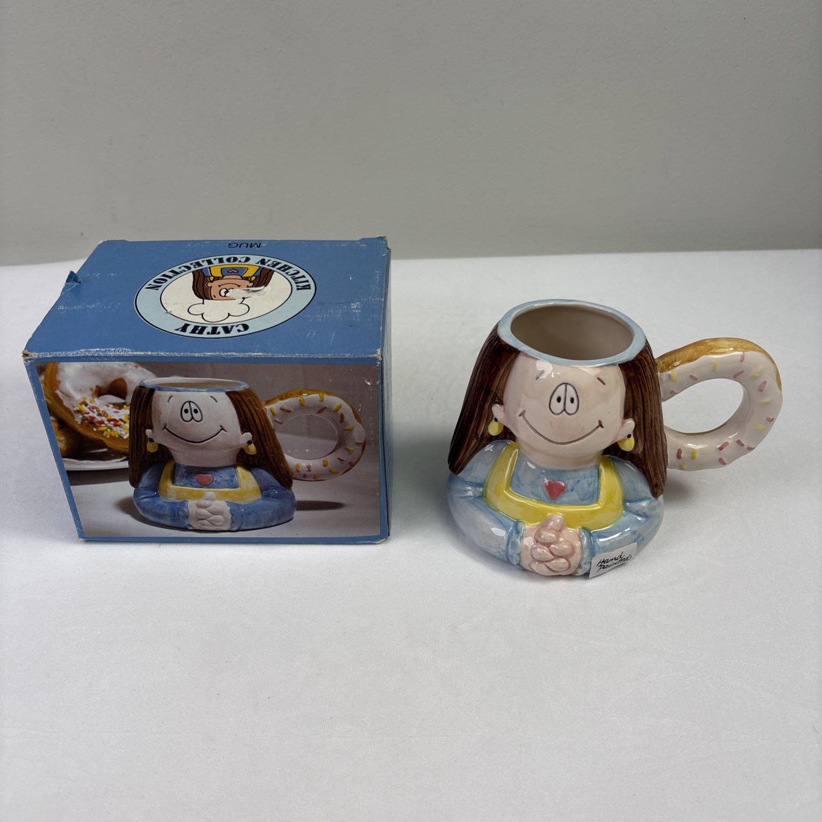 ‘95 NOS Cathy Kitchen Collection Mug with Box Hand Painted Made By Papel