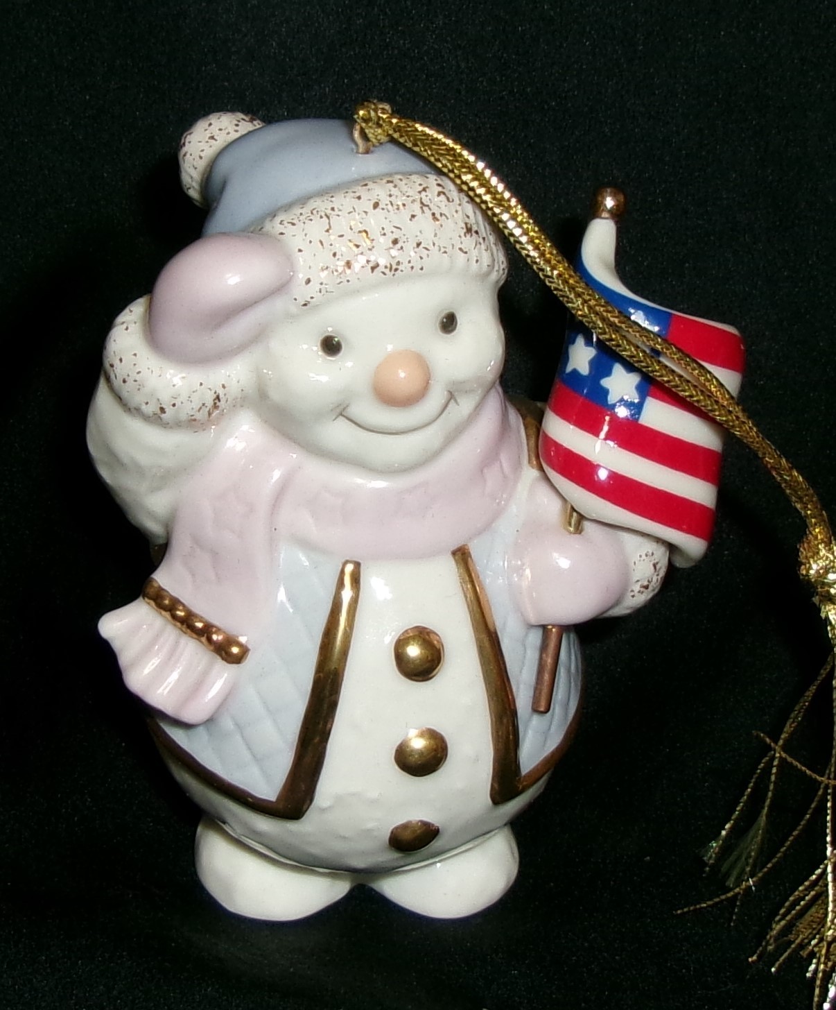 Lenox China 2002 Patriotic Snowman Christmas Ornament-NOS Lenox China 2002 Patriotic Snowman Christmas Ornament-NOS