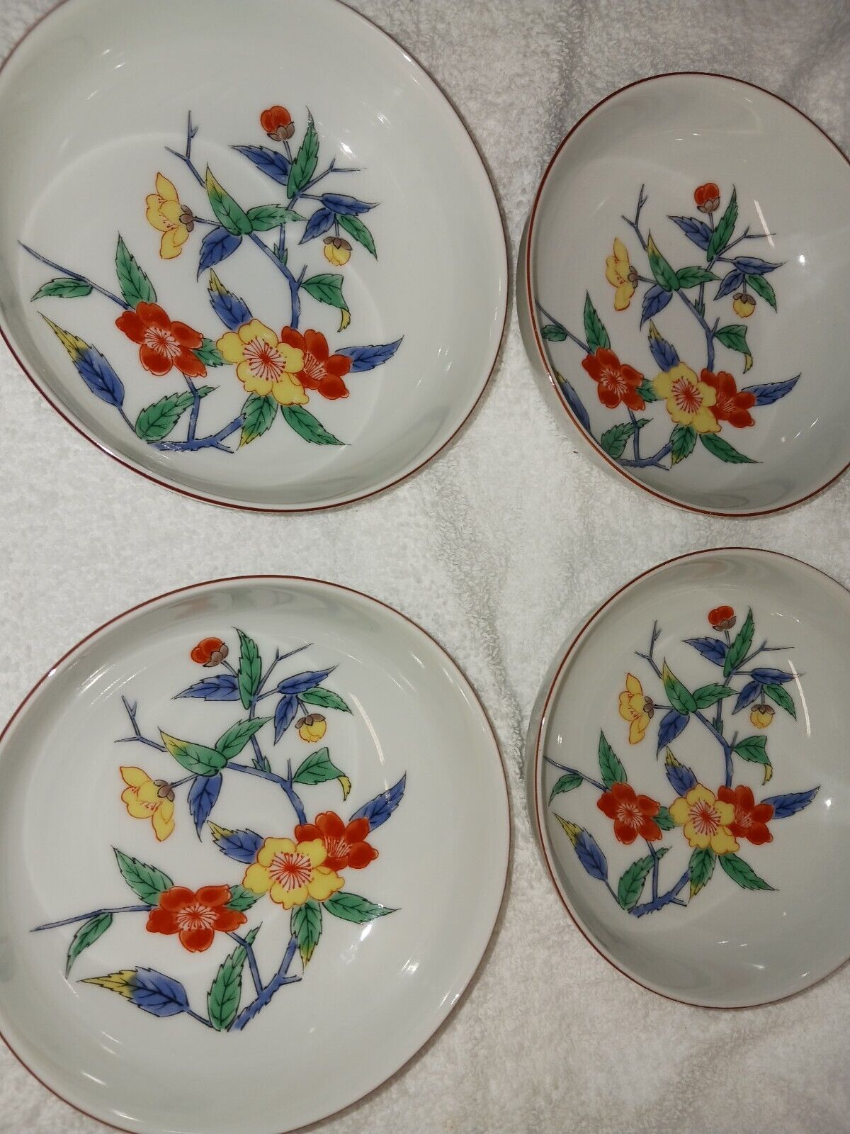Vintage Hand Painted Chinese Floral Porcelain Bowls. Rare Find. See Description 