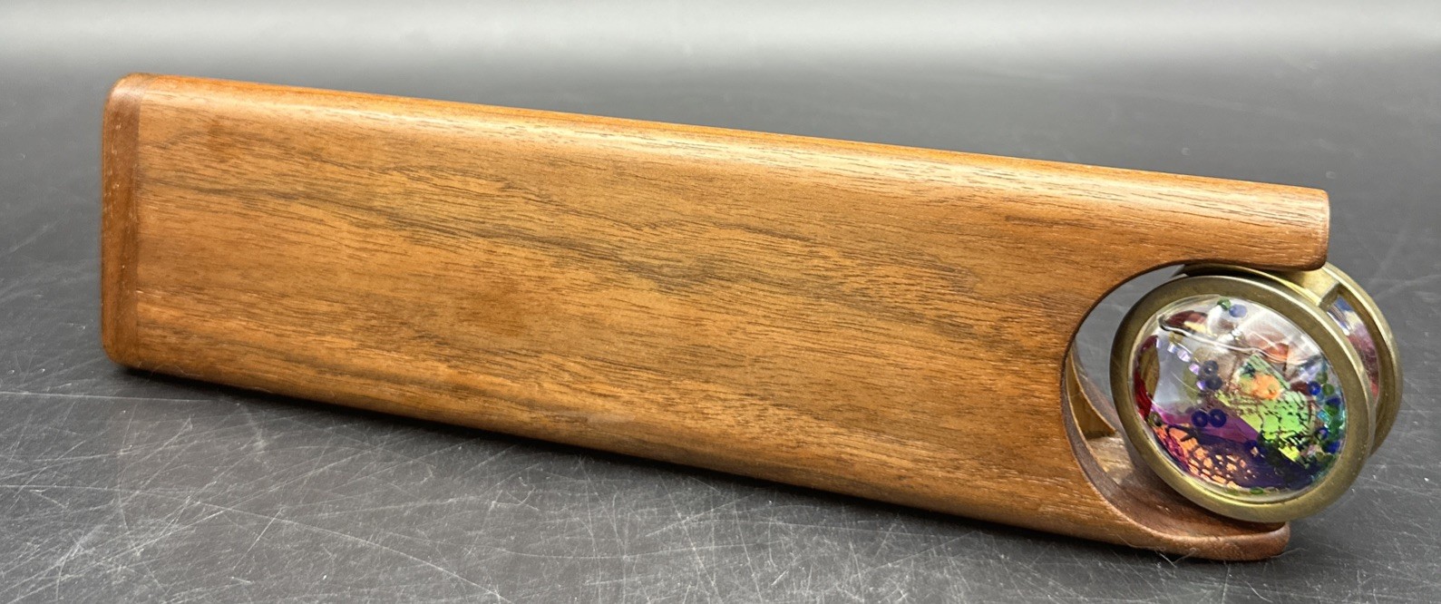 VTG HENRY BERGESON Wood Kaleidoscope - Signed HTB Wooden Vintage Triangular