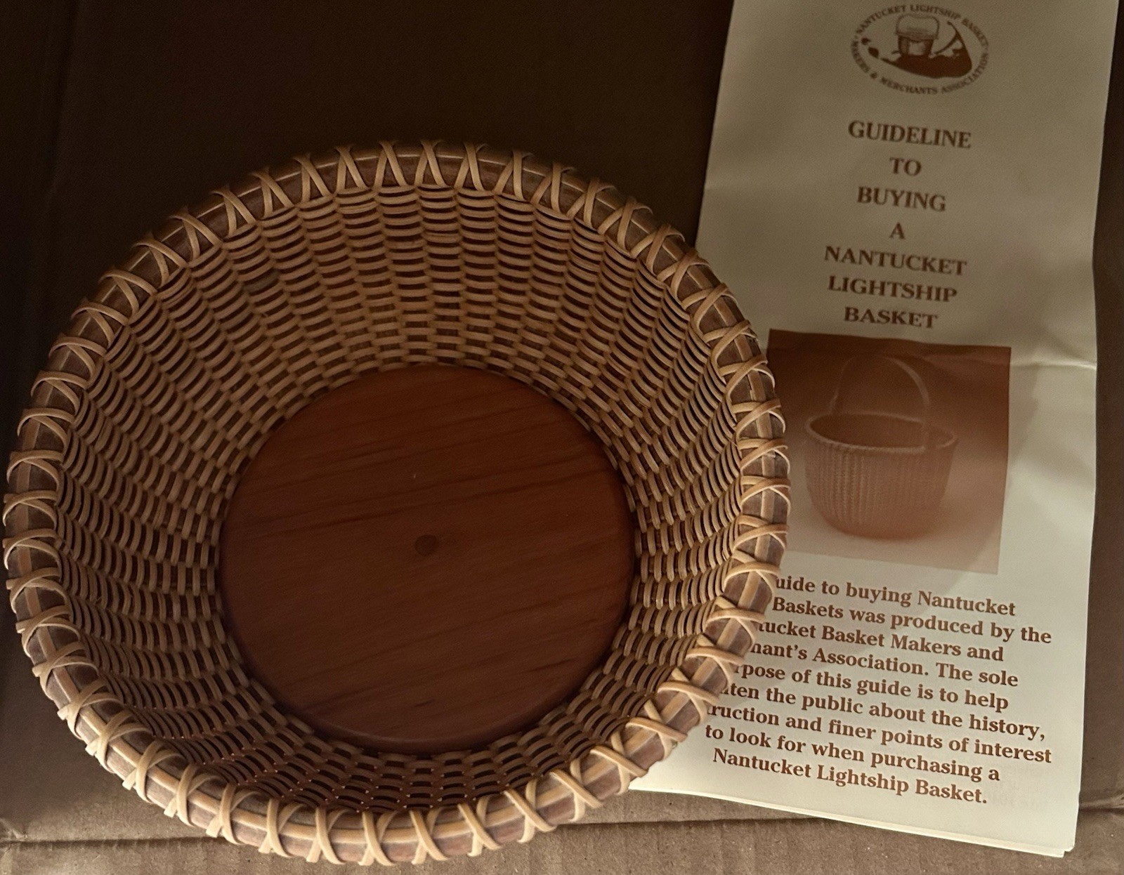 VTG Nantucket Lightship Hand Woven Basket Signed