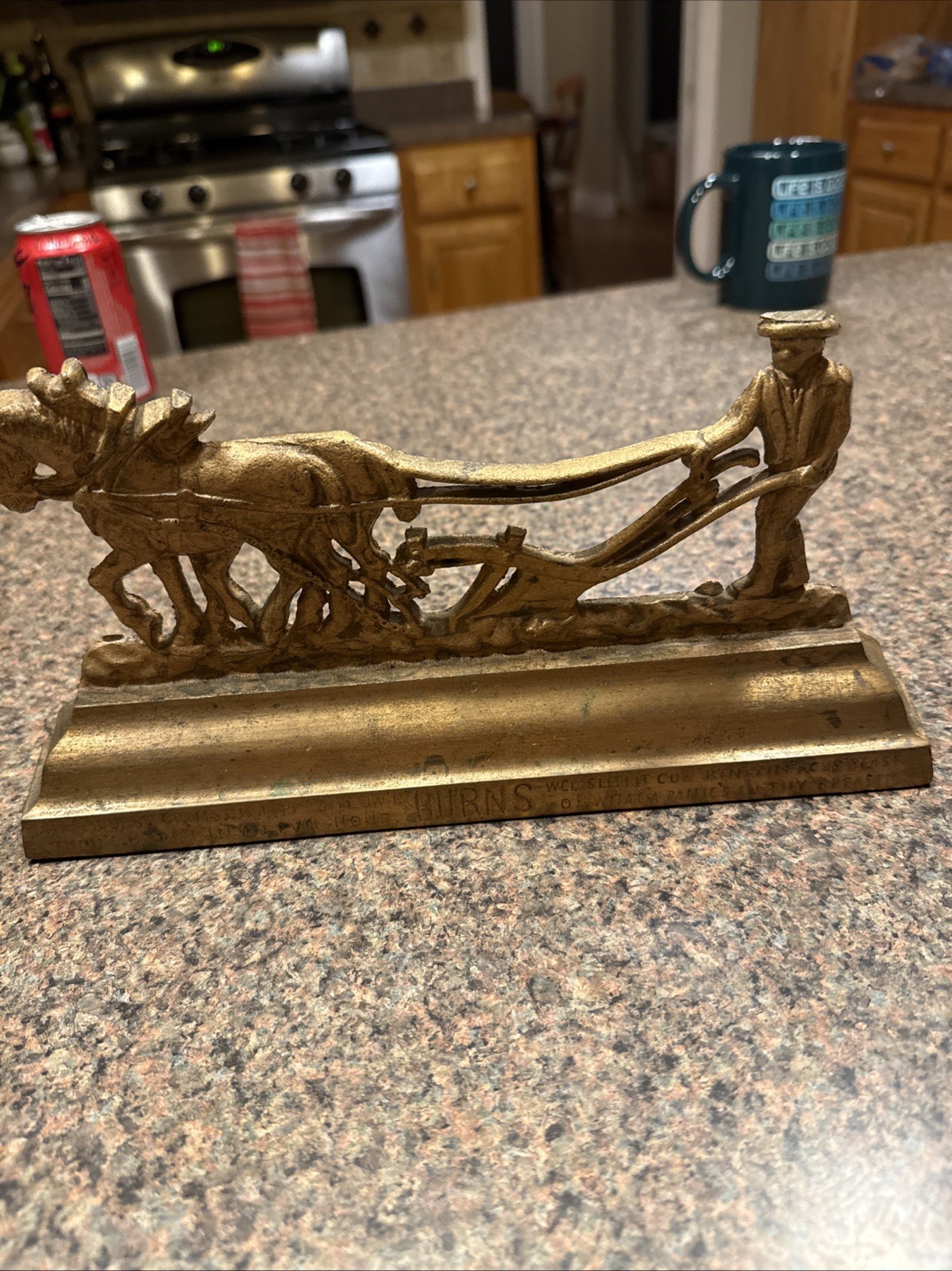 Vintage Burns Farmer with Plow Greenlee Glasgow Brass