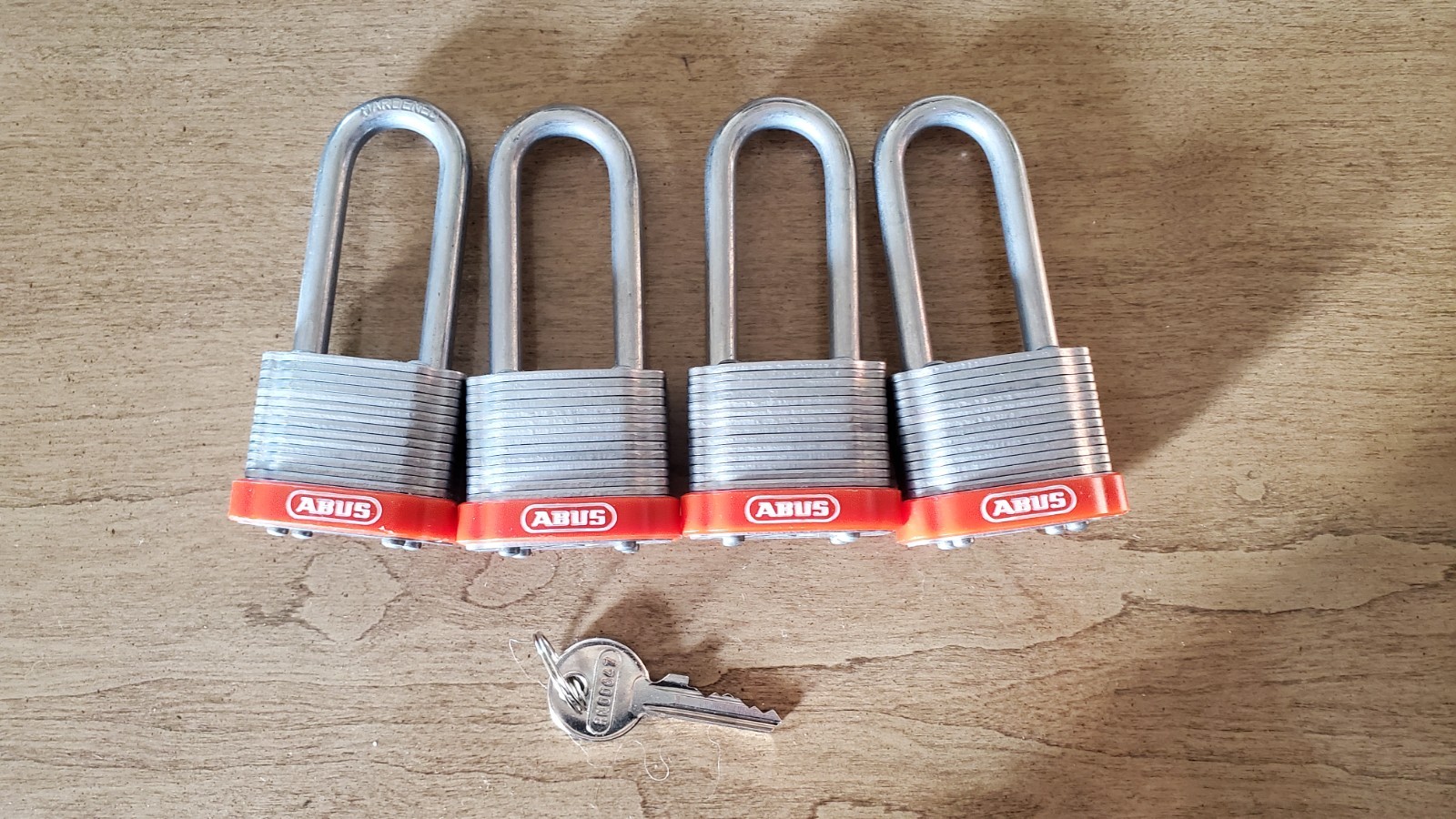 Abus Long Shackle Locks & Key: Set of 4
