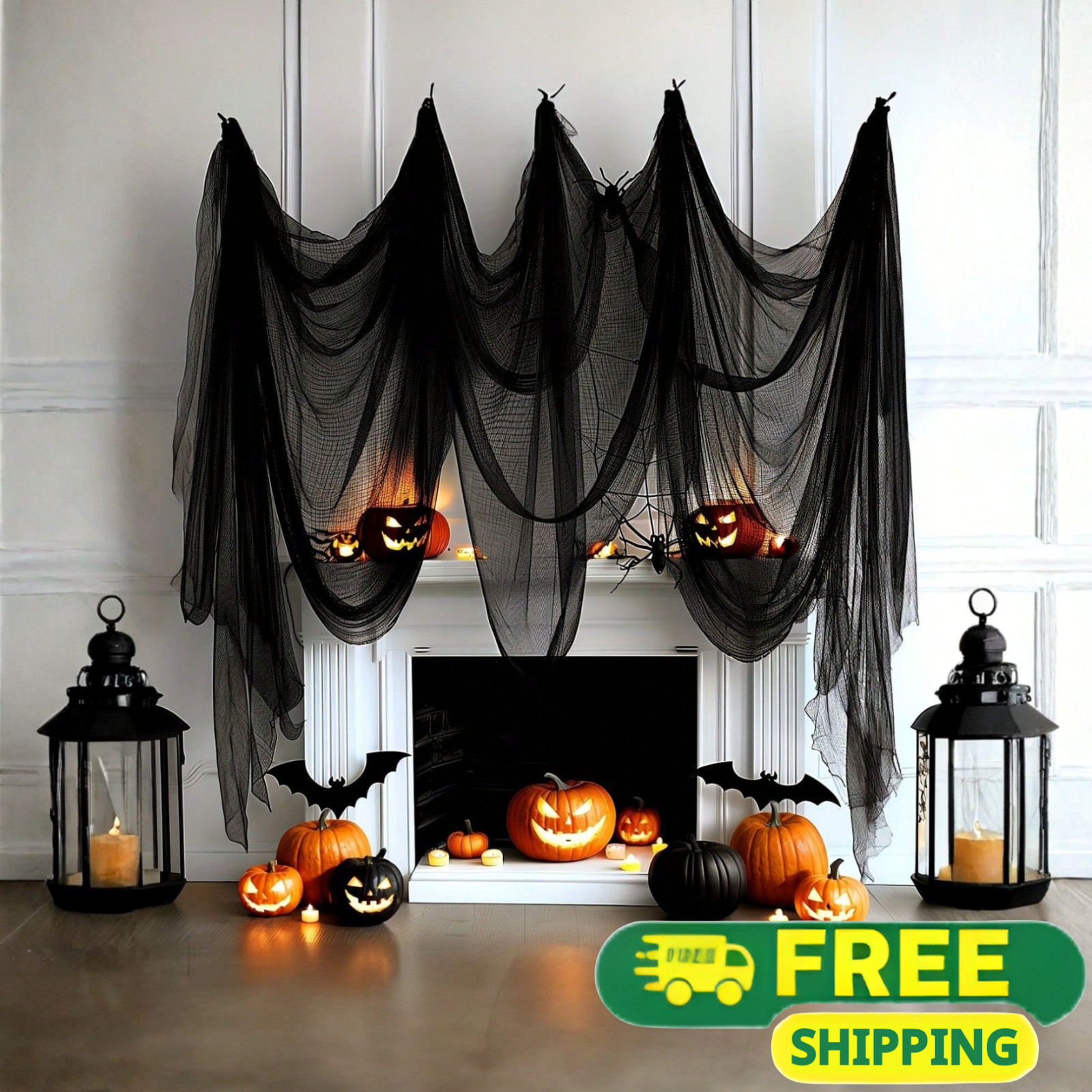 1pcs Spooky Black Gauze Curtain Halloween Haunted House Prop Creepy Cloth 72x30\ 1pcs Spooky Black Gauze Curtain Halloween Haunted House Prop Creepy Cloth 72x30\