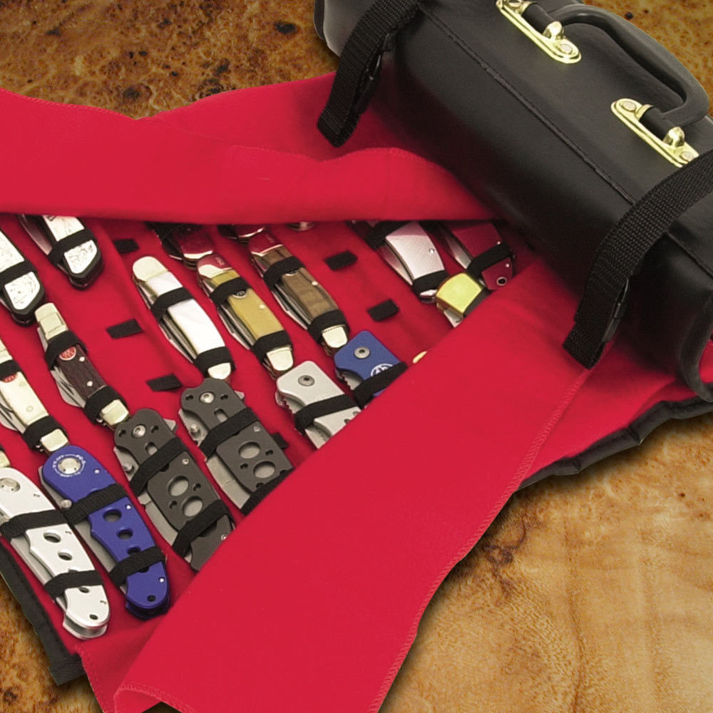 Professional 50 Folding Pocket Knife Roll Collection Storage Display Case New