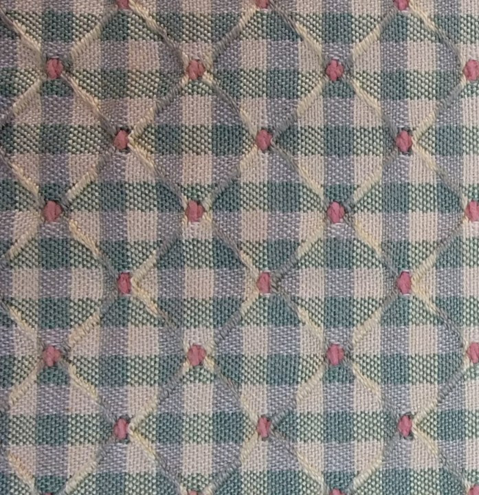 VTG Gingham Matelasse Upholstery Fabric Sage Jacquard Checked Pocket Weave 5 YDS