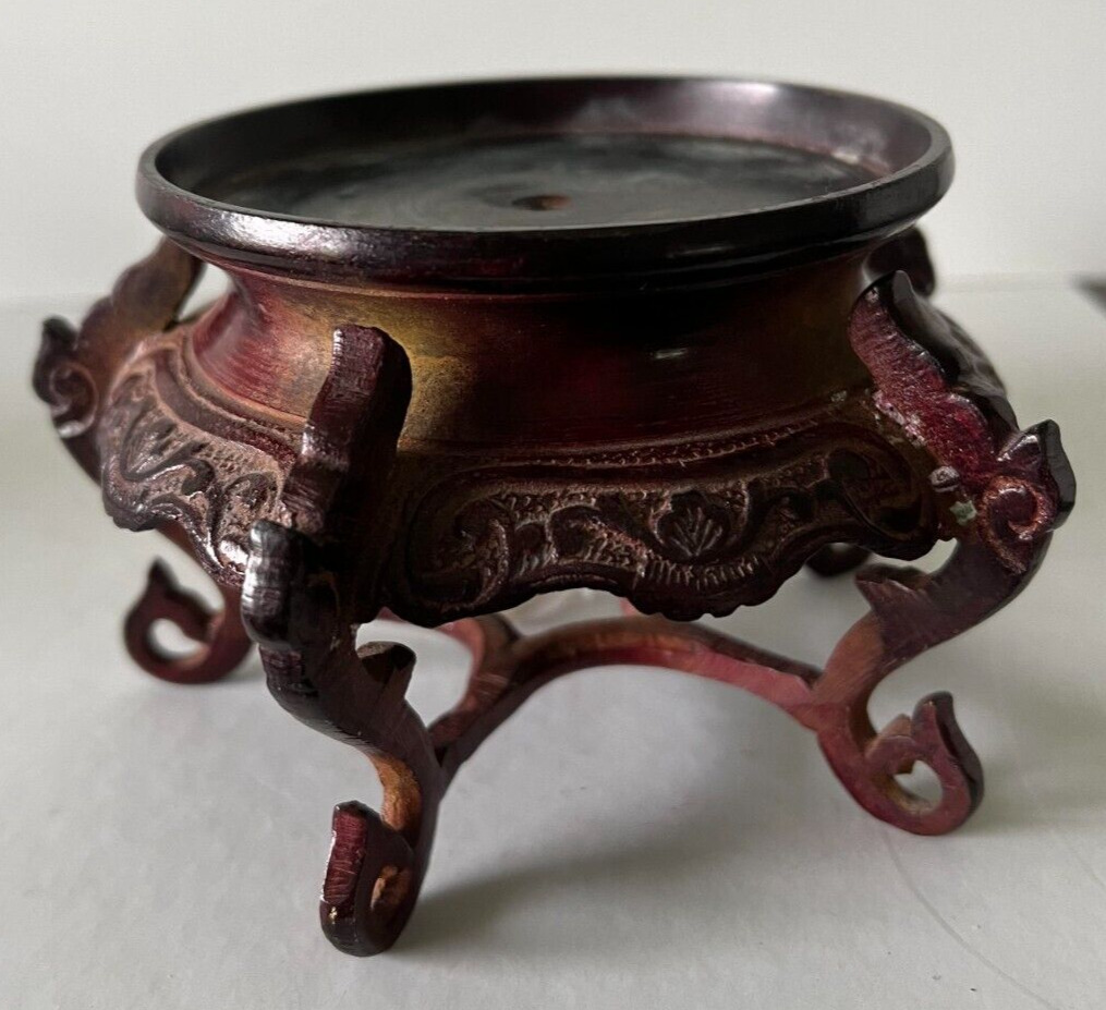 Vintage Elegant Chinese Bronze Stand for Vase or Heavy Candle 3\