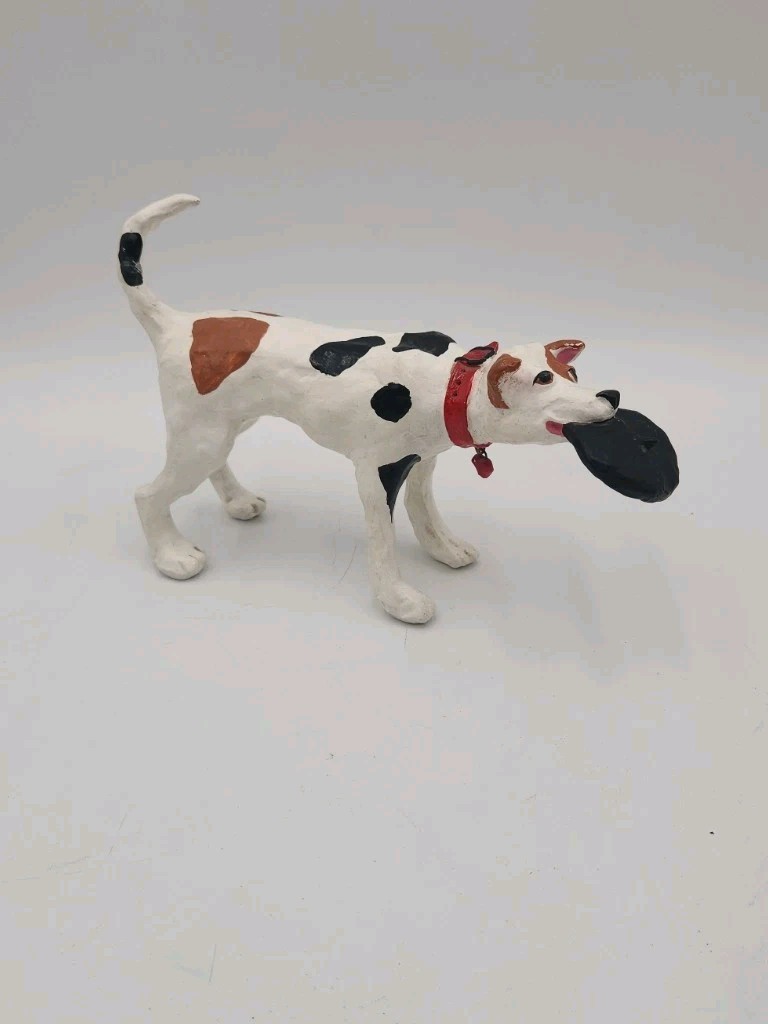 Judie Bomberger Dog Thip Signed Folk Art Playful Pup w/ Beret Figurine