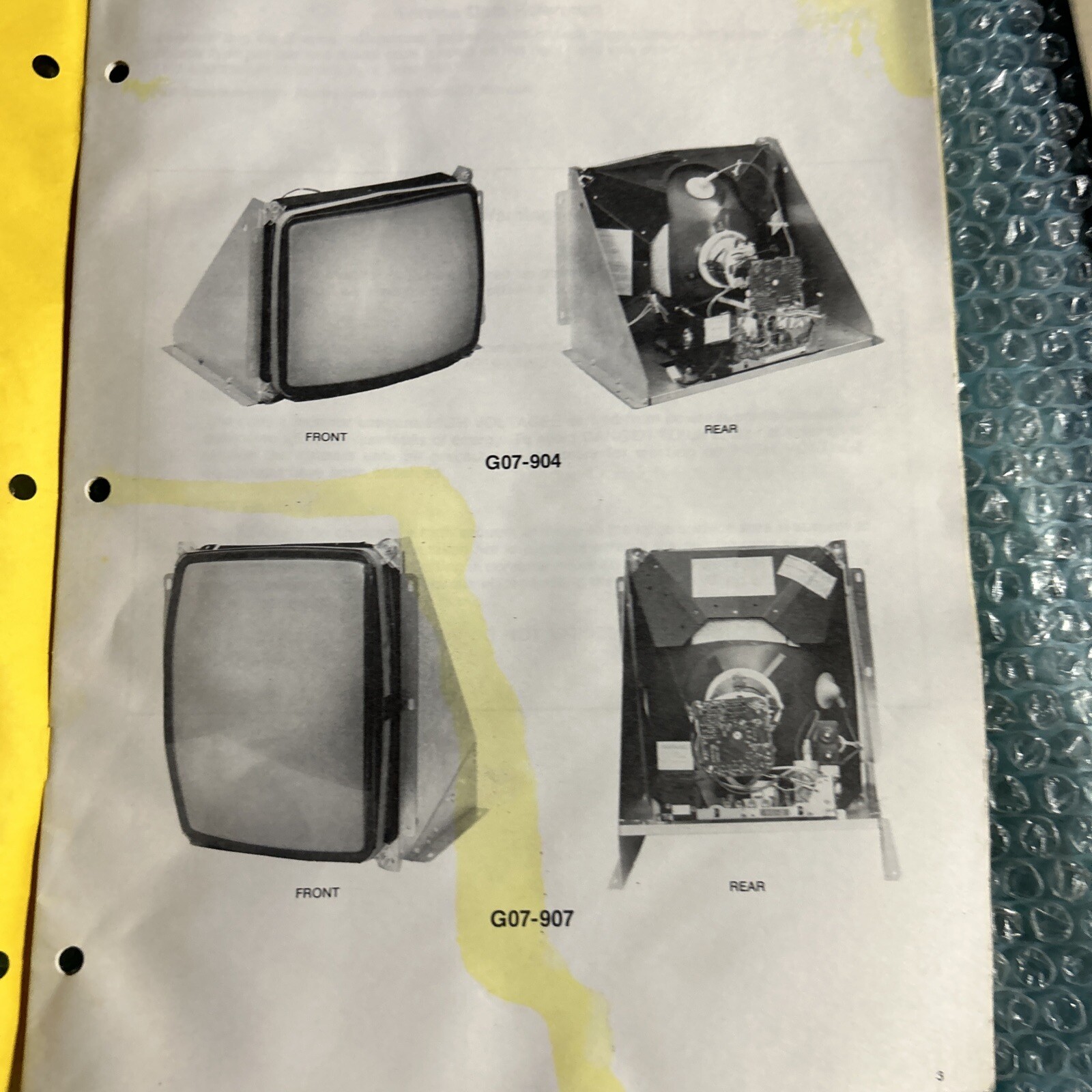 ELECTROHOME MONITOR G07-19” 904/907 arcade game owners manual go7 ELECTROHOME MONITOR G07-19” 904/907 arcade game owners manual go7