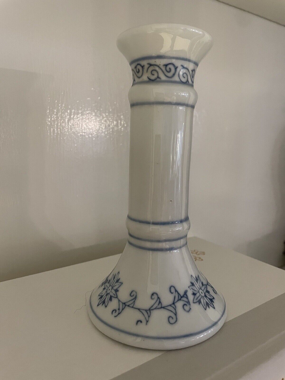 Blue and White Porcelain 6” Candle Holder