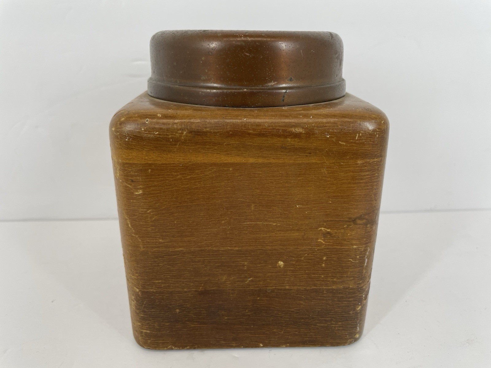 McDonald\'s Duk-it Tabaco Canister Humidor Genuine American Walnut Wood 6.5 By 5