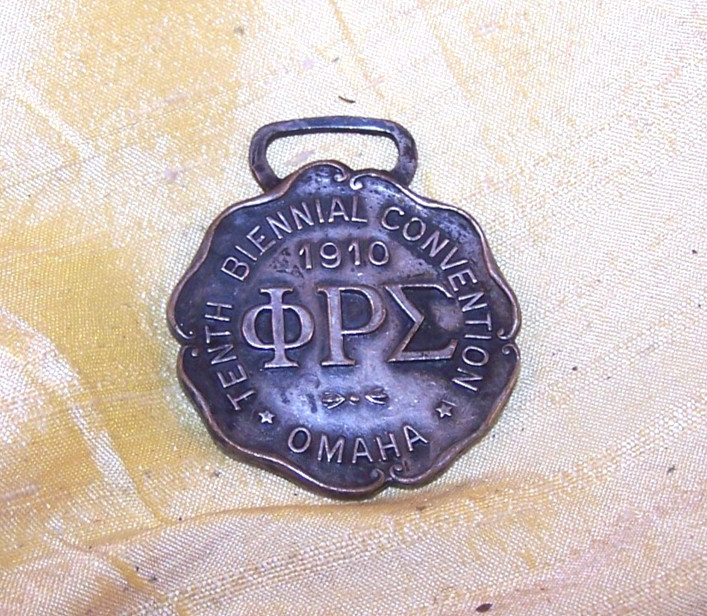 ANTIQUE Phi Rho Sigma medical fraternity 1910 Convention fob pendant - OLD