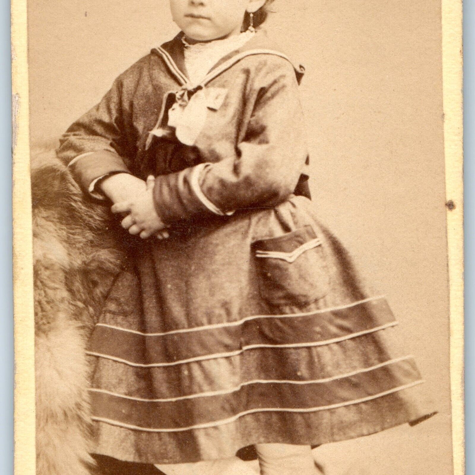 c1870s Nice Mature Little Girl Young Lady CdV Photo Card Cute Dress Standing H27