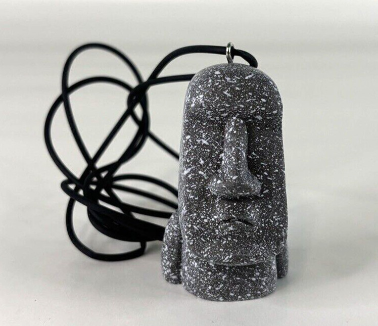 Moai Tiki Pendent Necklace Gray Resin 2.5\