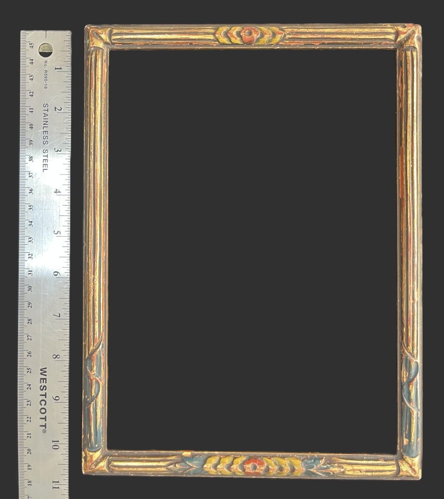 Antique Carved Wood Frame ~ Art Nouveau ~ Polychrome and Gilded ~ Rare Original