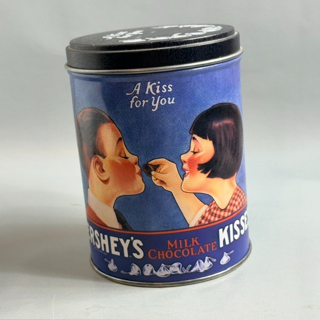 Vintage Hersheys Kisses Tin Container Chocolate Advertising Ad Kiss For You Kids