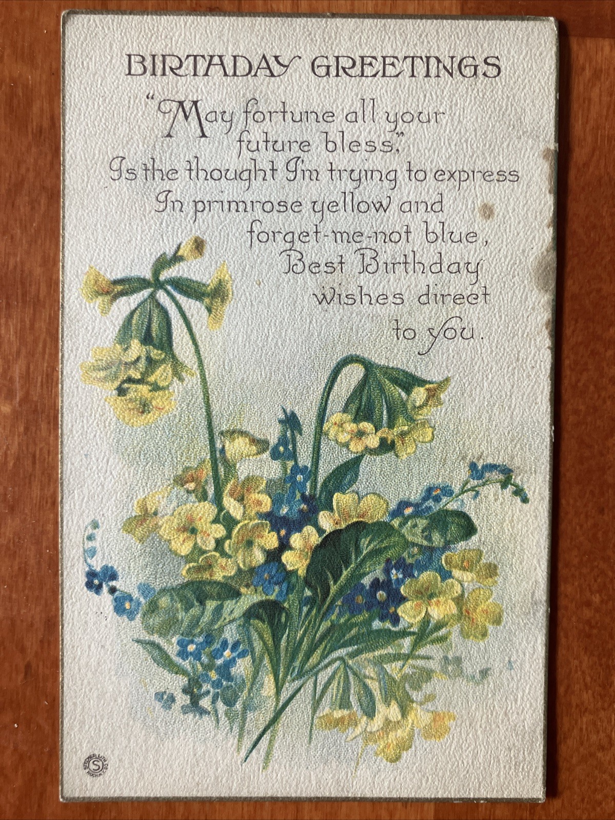 Birthday Greetings Flowers 1924 Antique Postcard PC11