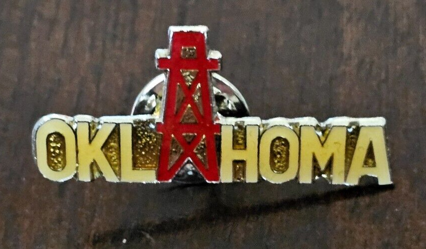 Oklahoma Oil Derrick Red and Cream Travel Pin