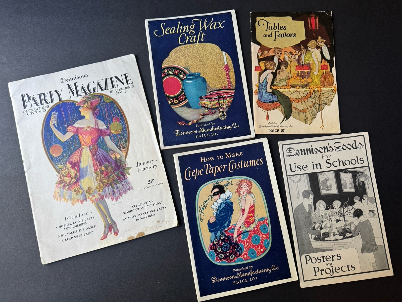 Vintage 1920’s Dennison Book Lot Crepe Paper Costumes Party Magazine Halloween