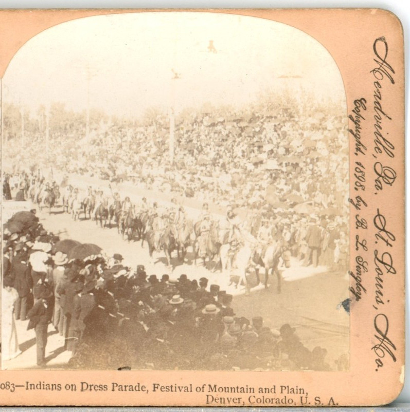 Indians On Dress Parade, Festival Of Mountain & Plain--Keystone Stereoview X87 Indians On Dress Parade, Festival Of Mountain & Plain--Keystone Stereoview X87