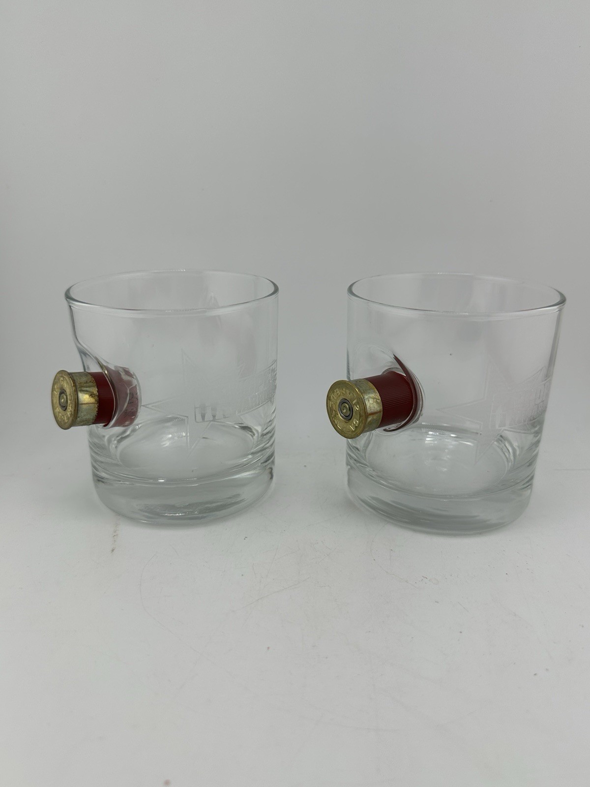 Two benshot bullet Shotgun glasses Tumblers “Hope For The Warriors” 