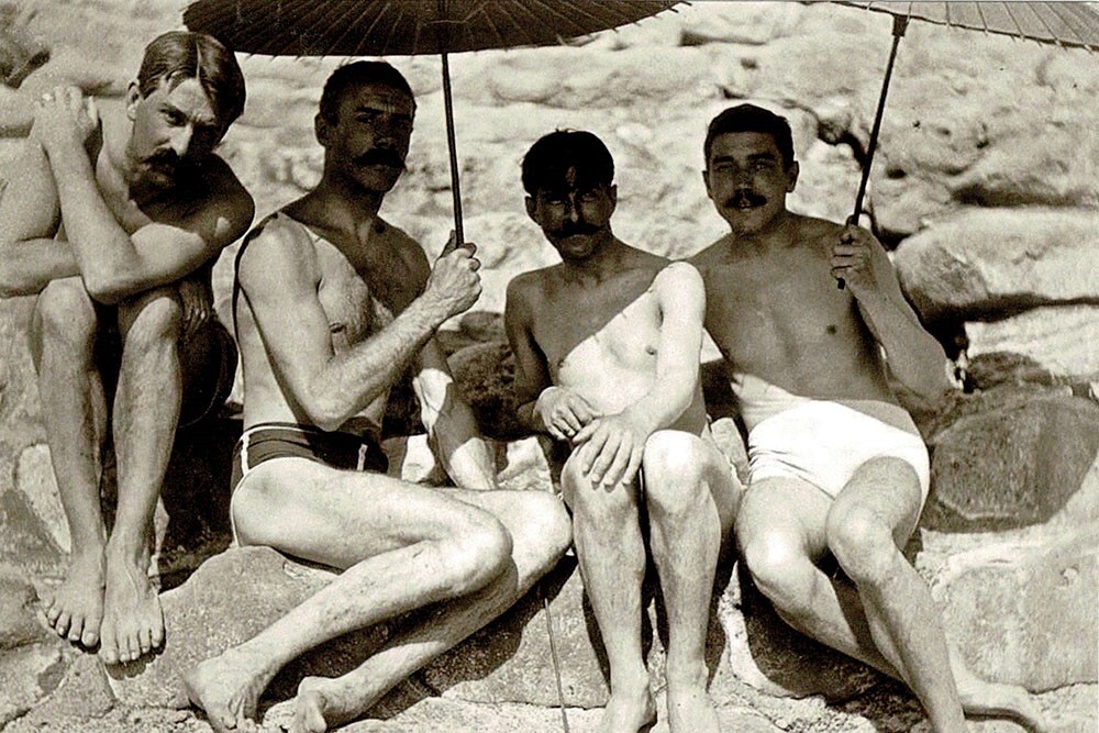 Rupert Bunny and friends parasols at the beach gay man's collection 4x6