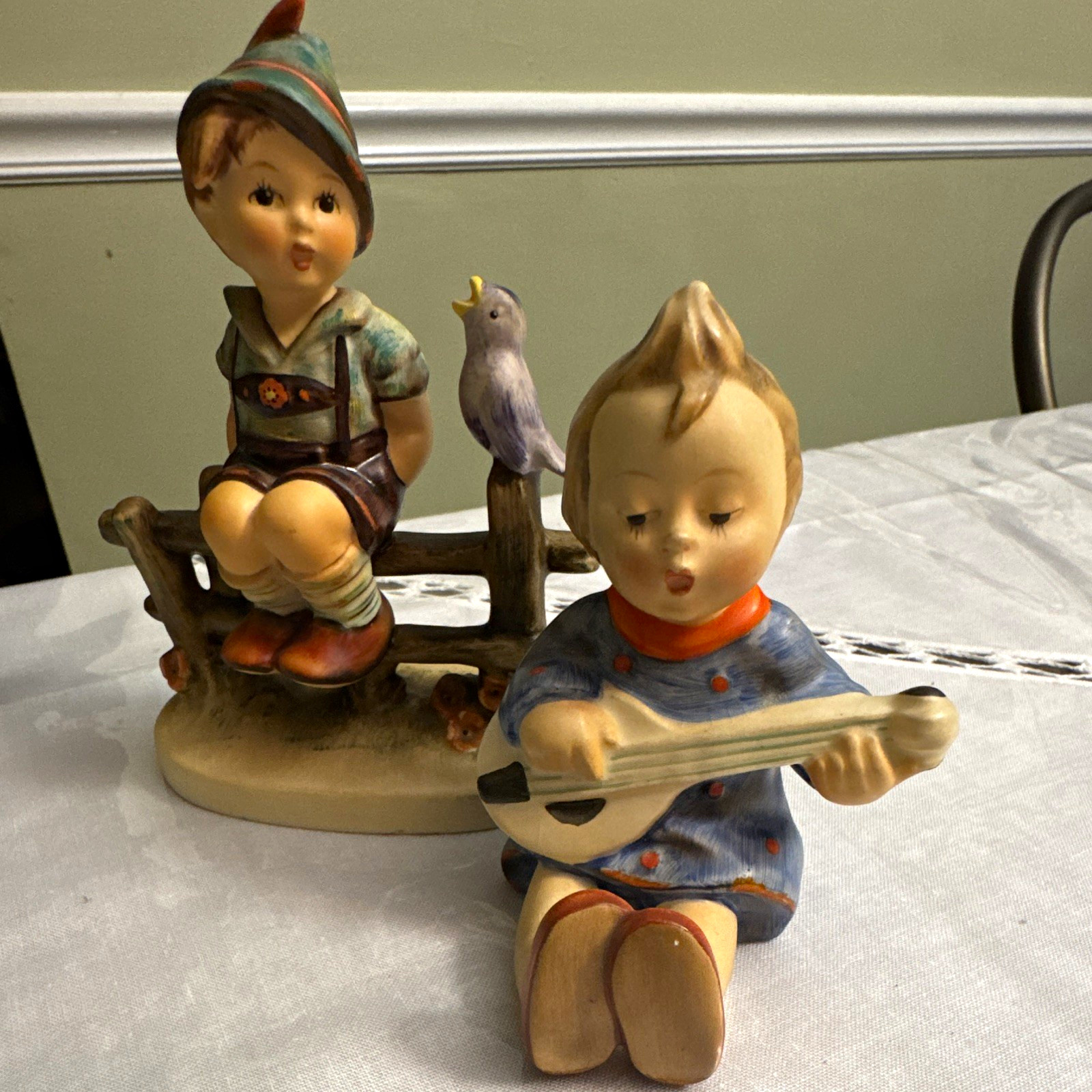 2 Goebel Hummel Figurines - TMK-1 Crown Mark Joyful & TMK-6 Wayside Harmony