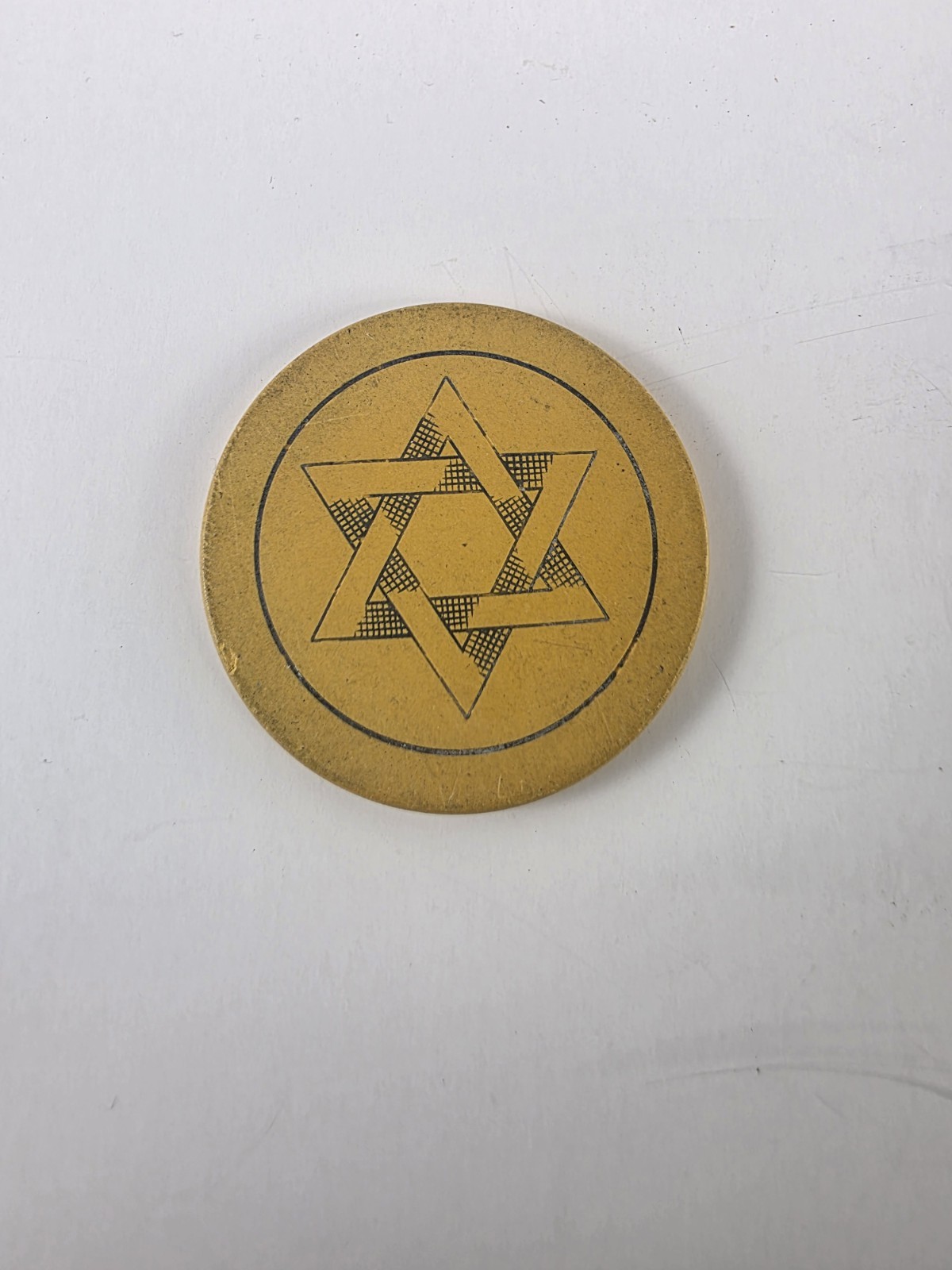 Vintage Clay Game Poker Chip 6-point Star Yellow Impressed Standard Size