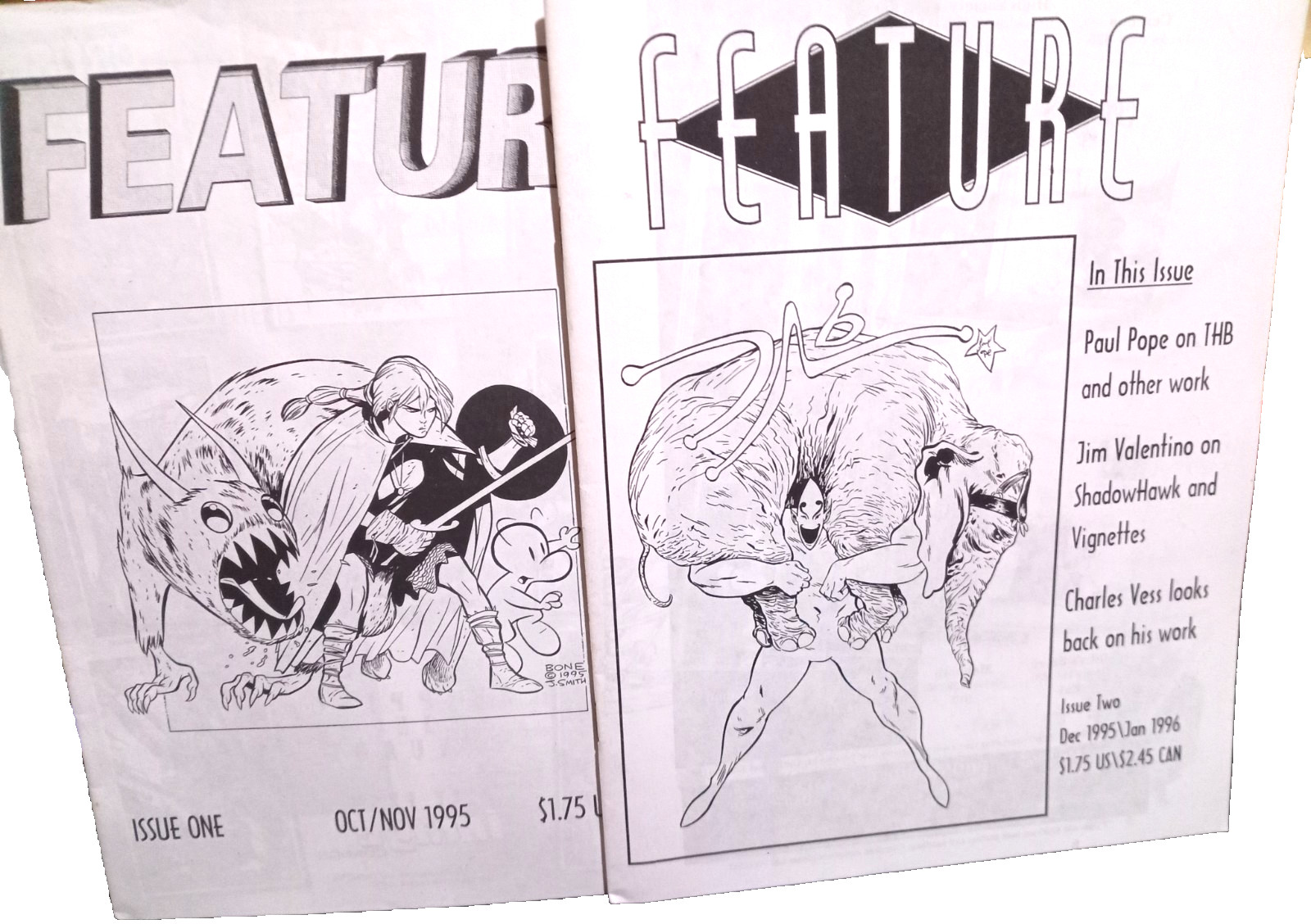 Feature Magazine Lot of 3: #1, 2, Summer '97 Jeff Smith, Paul Pope, Alan Moore Feature Magazine Lot of 3: #1, 2, Summer '97 Jeff Smith, Paul Pope, Alan Moore