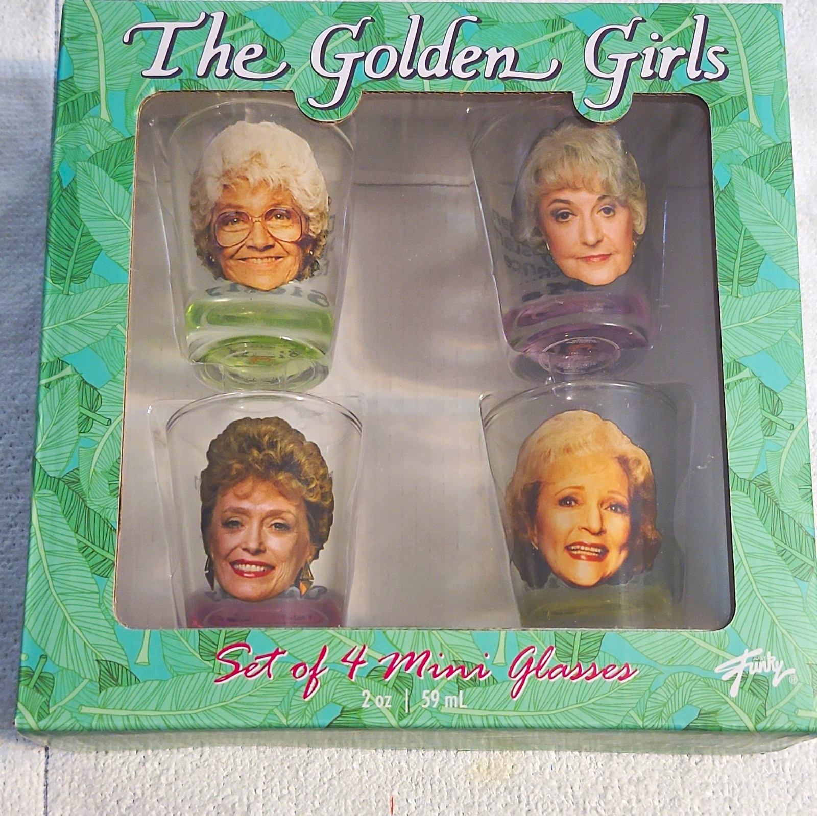 Just Funky The Golden Girls 4pc 2oz/59mL Glass Shot Glass Set, Hand Wash