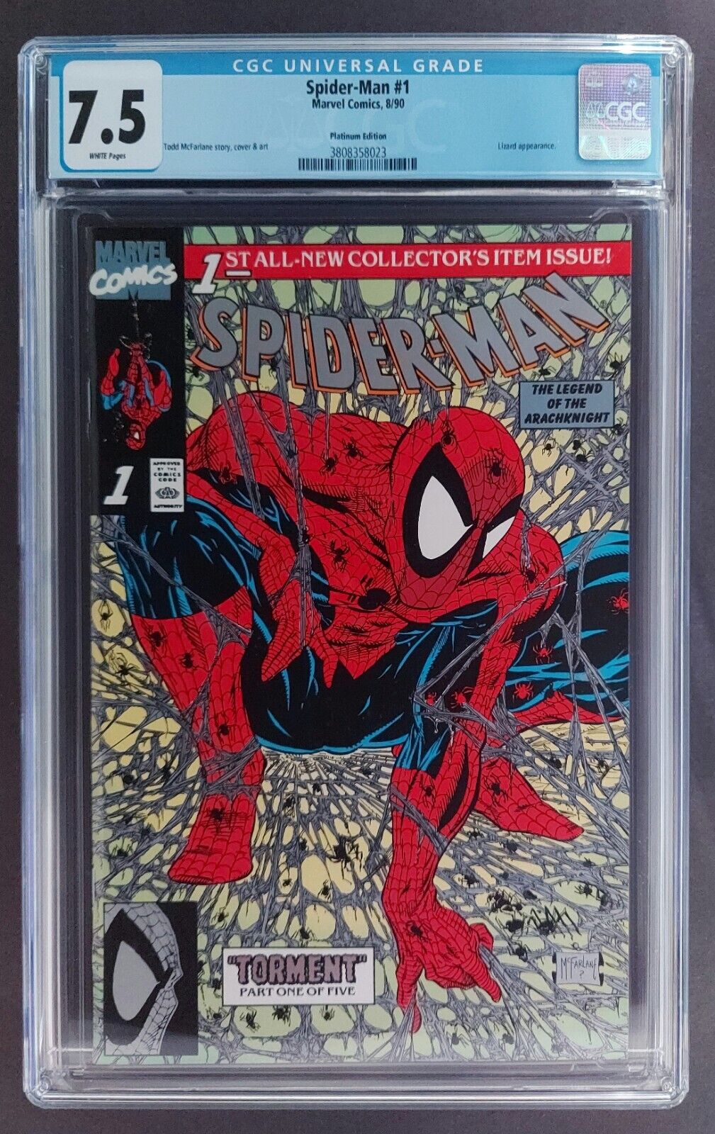 PLATINUM SPIDER-MAN # 1  CGC 7.5  WITH WHITE PAGES