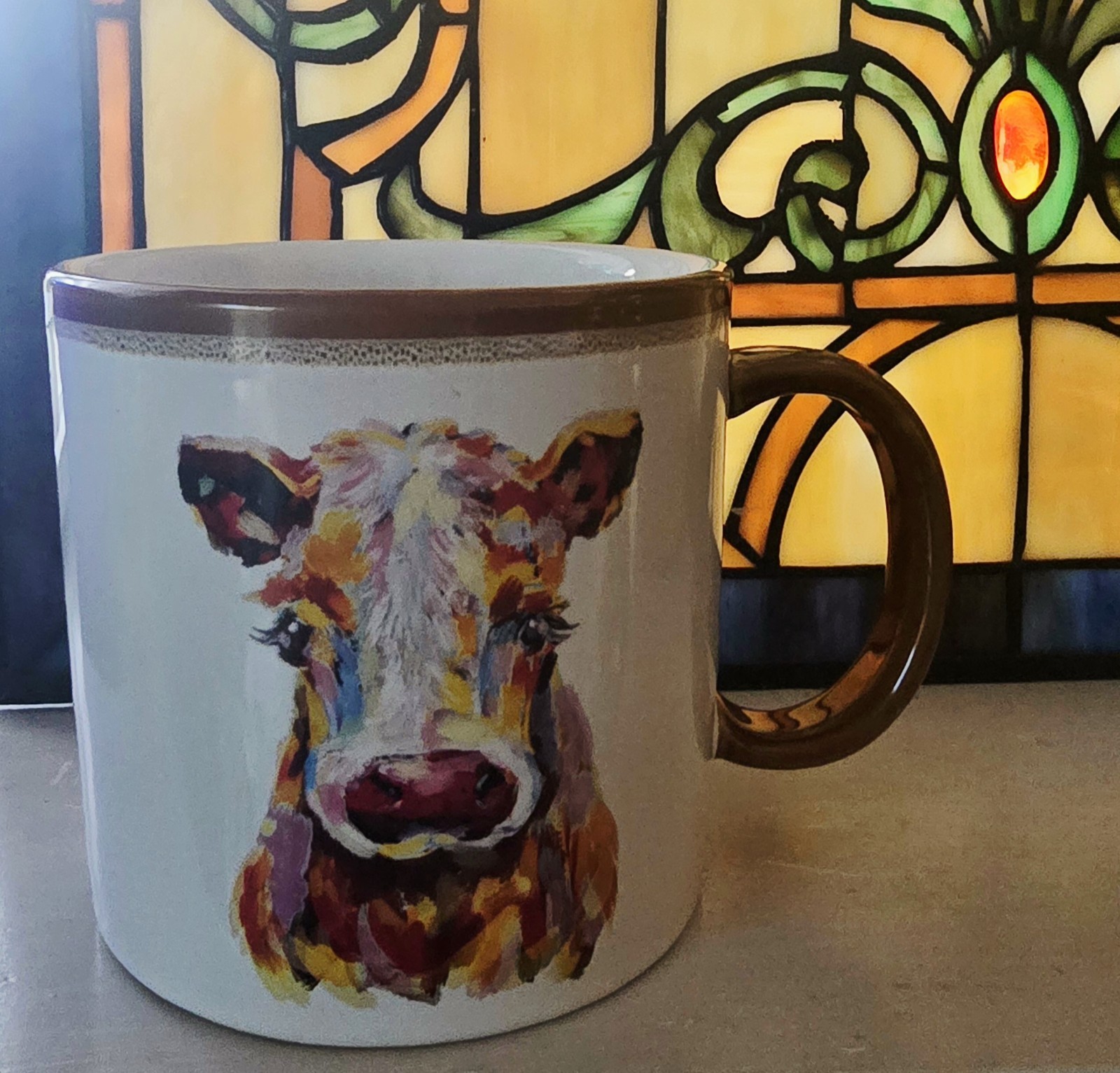 Cow Mug 18 Oz Mainstays Farm  Stoneware Coffee Farmhouse Farm Colorful 