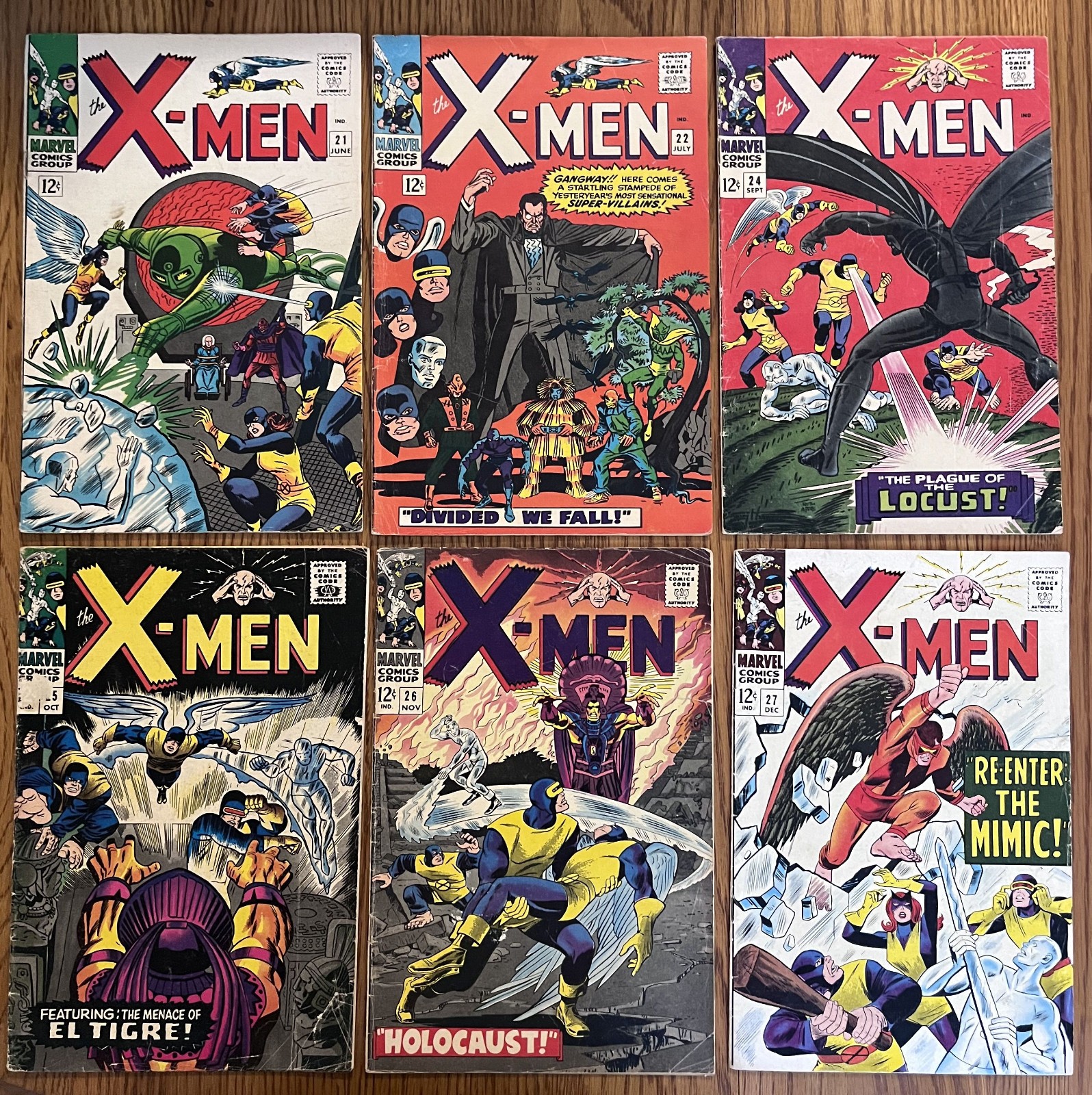 Lot of 6 X-Men Marvel Comics (1966) #\'s  21  22 24 25 26 27