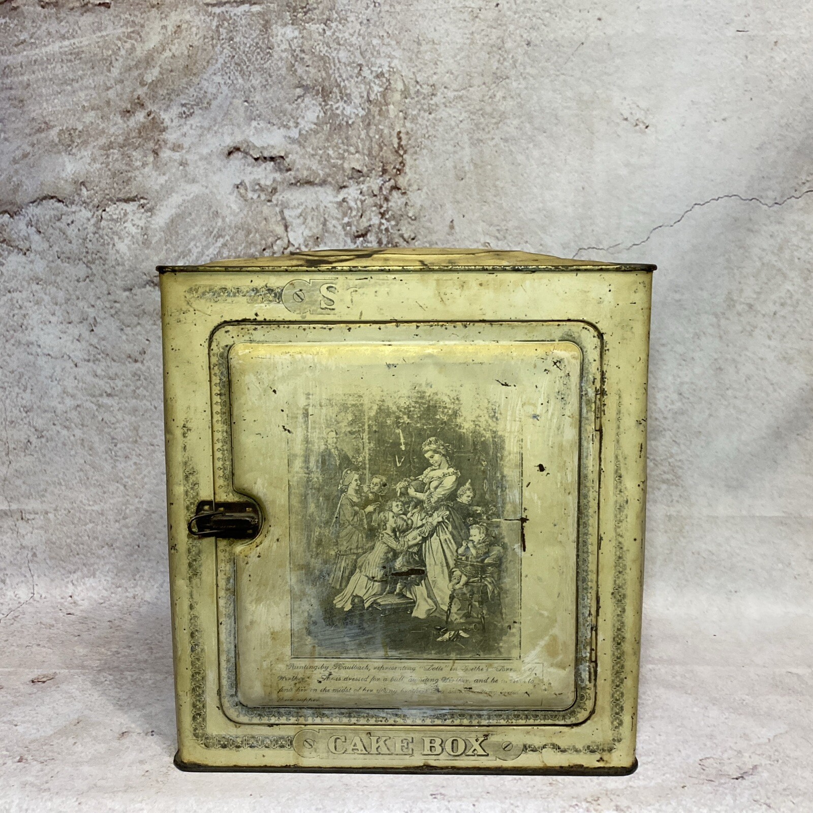 Antique Schepp\'s French Lotte Dorothea Lithograph Design Tin Bread/Cake Box SFK